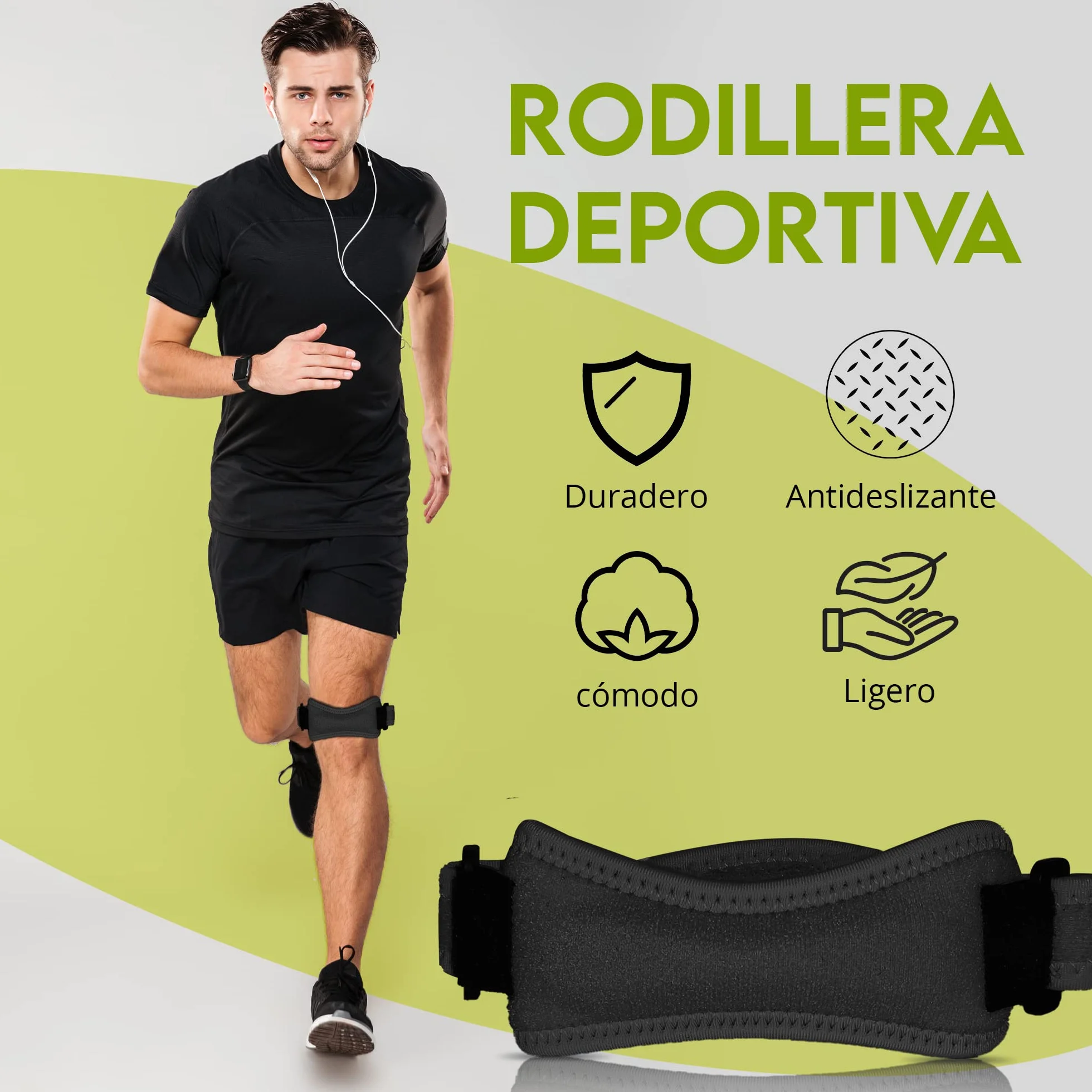FEVAN Rodilleras Ajustable de Neopreno para Menisco y Ligamento, Antideslizantes, Unisex, Crossfit (Negro)