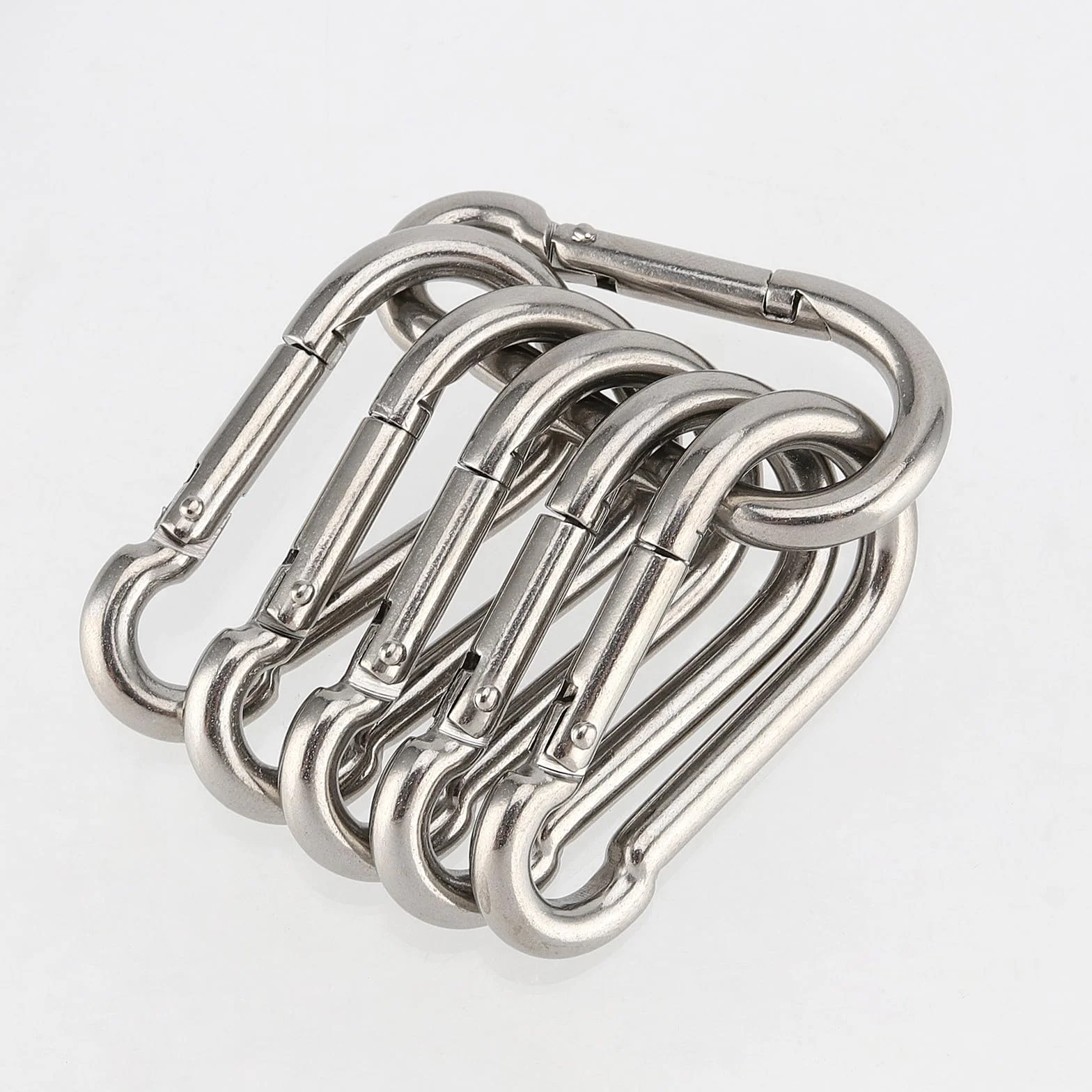 Mosquetones de Acero Inoxidable 5 mm x 50 mm, Cierre a Presión para Cuerdas de Carga