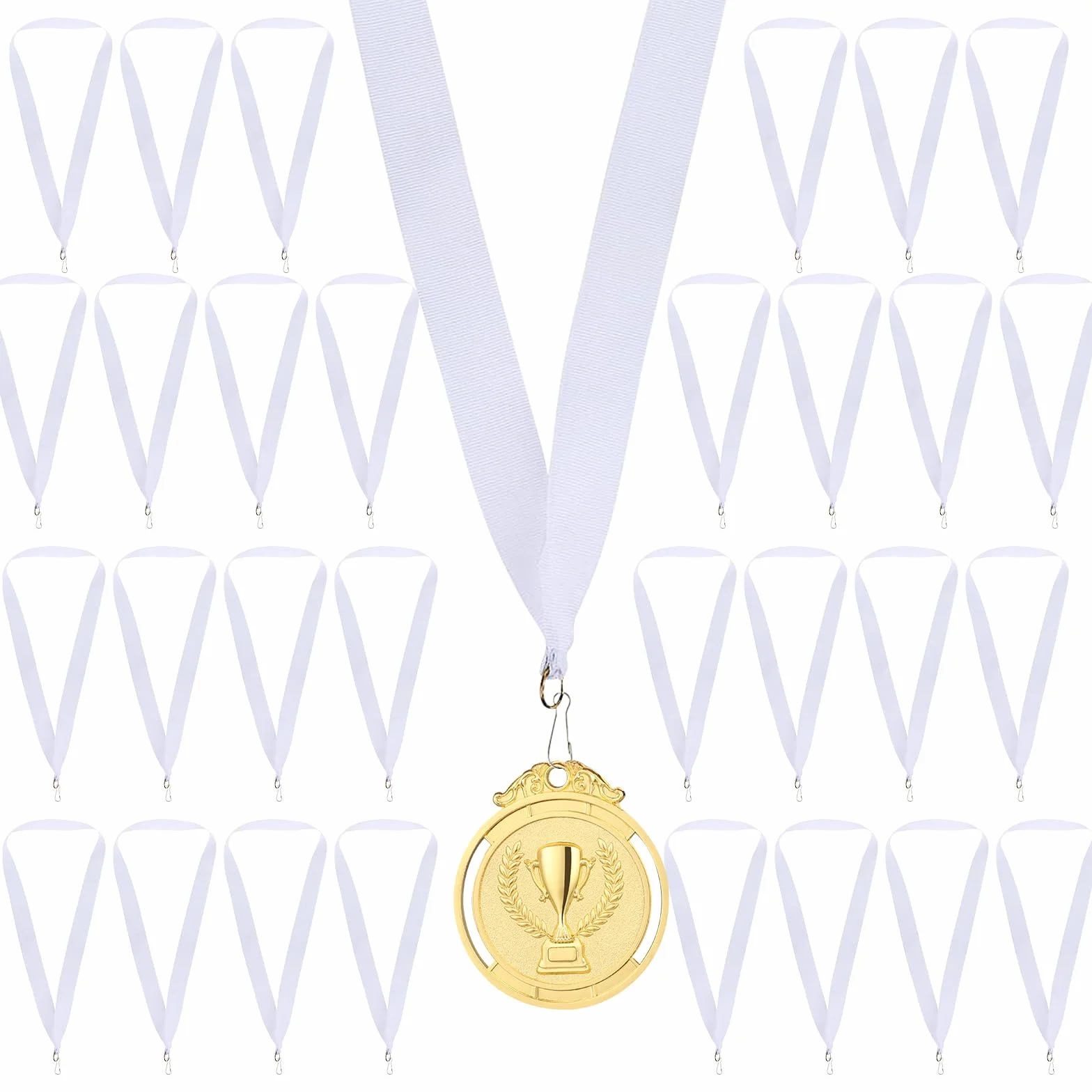 Cintas para Medallas 30 Piezas Blancas GeeRic Cordones Rayas Deportivas