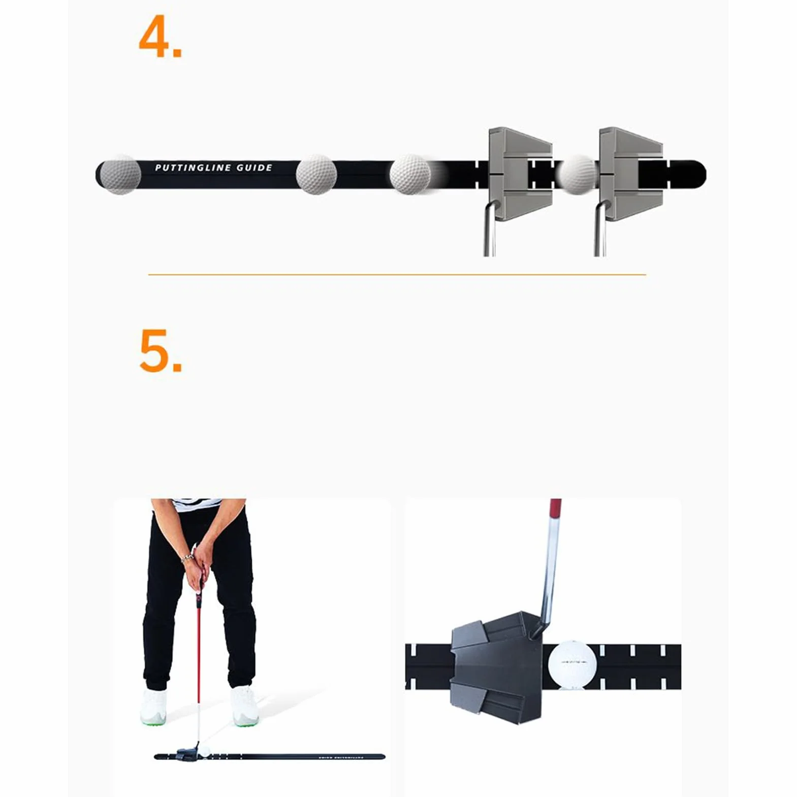 Piccello Guide Ruler 35.43x1.57x1.57 Golf Putter Alignment Rail Práctica portátil