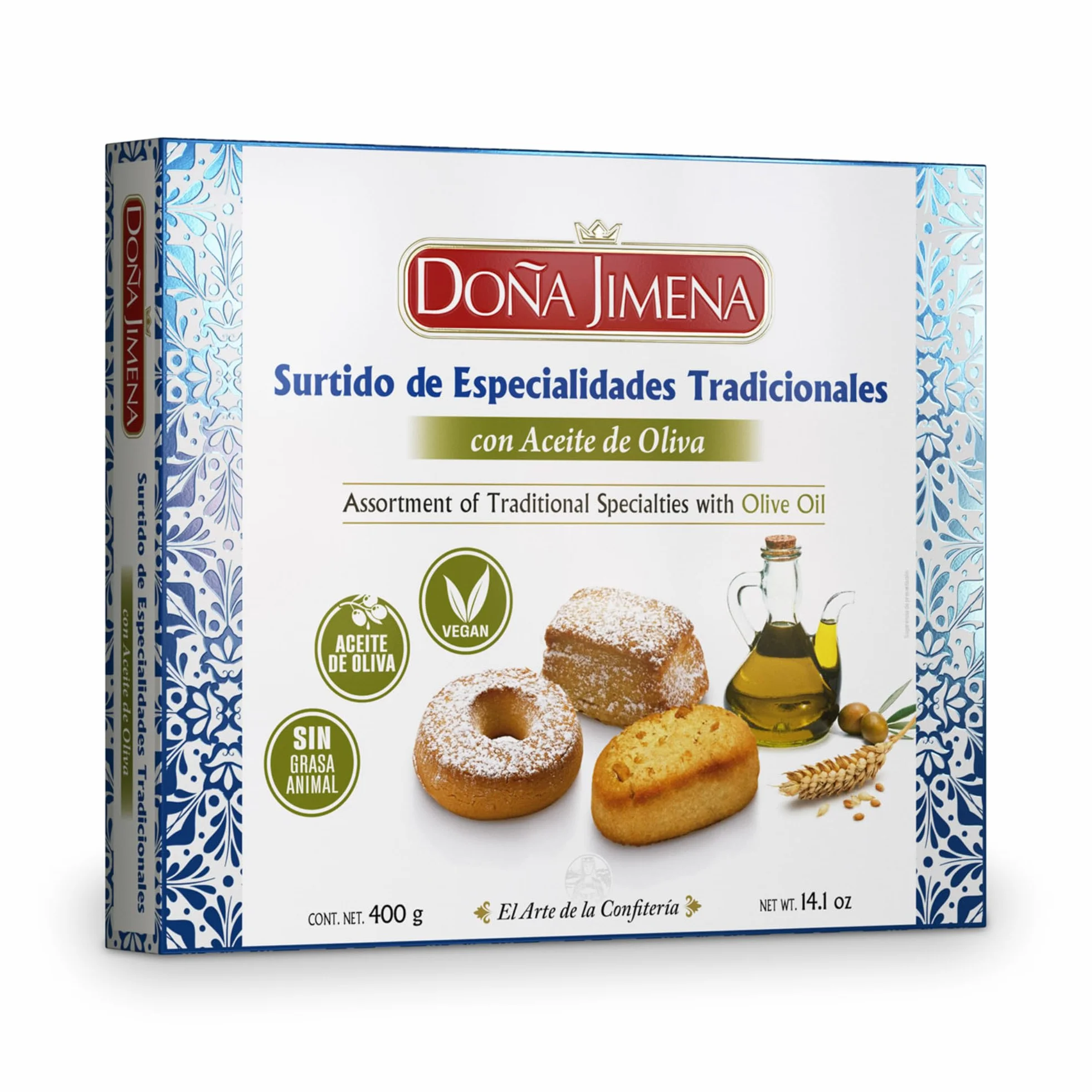 DOÑA JIMENA - Surtido Tradicional con Aceite de Oliva, Producto Vegano, Especialidades, Placer para compartir, 400grCalidad Suprema