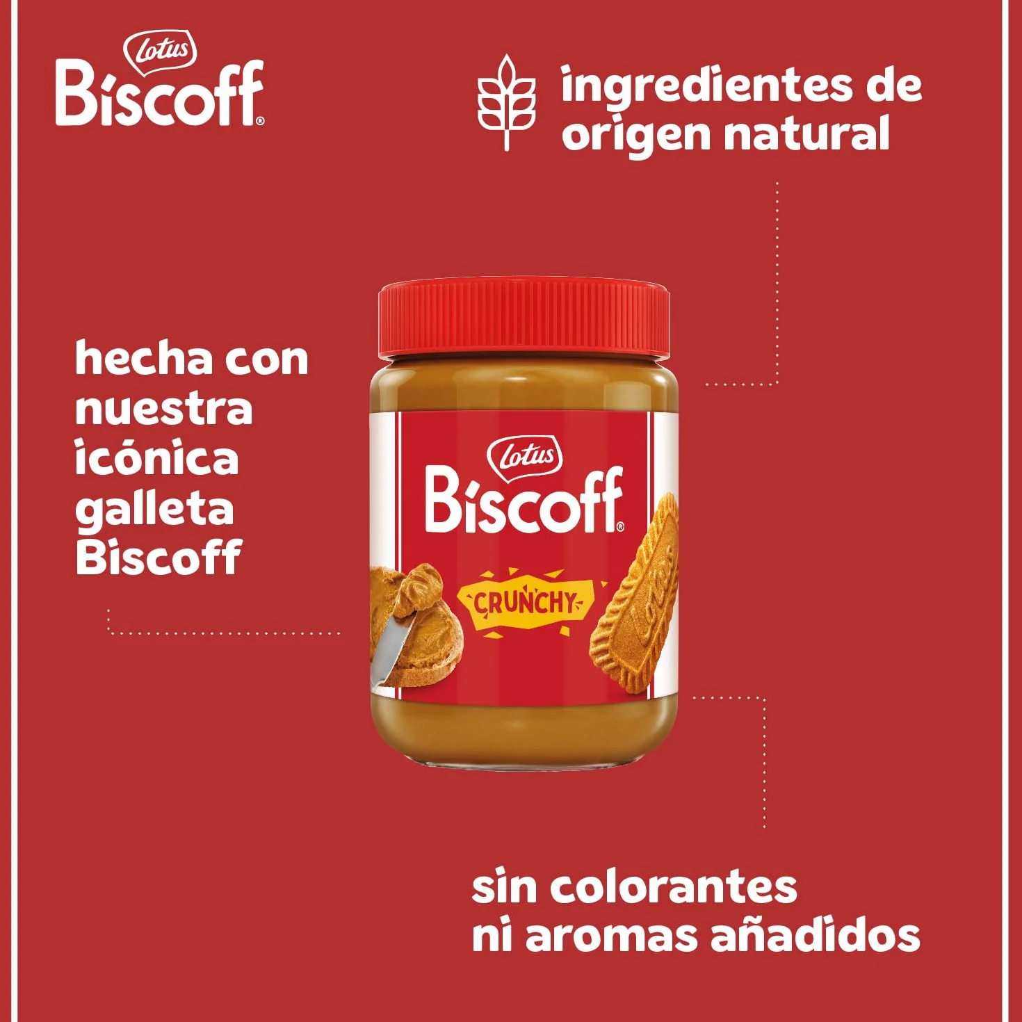 Biscoff Lotus Biscoff | Crema para Untar | Crujiente | Sabor Original Caramelizado | Vegano | Sin Aromas ni Colorantes Artificiales | Tarro PET | 380g