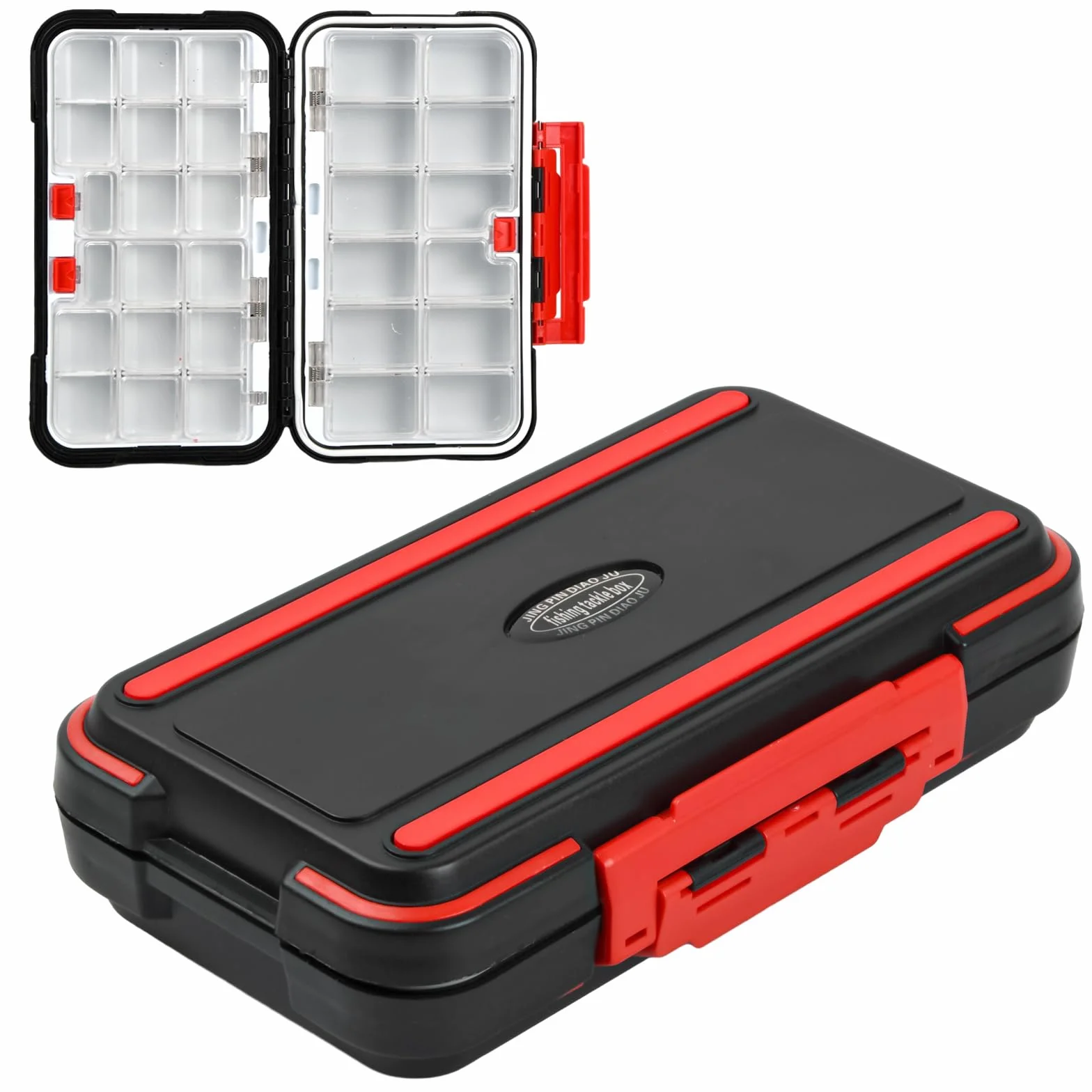 Caja Organizadora para Aparejos de Pesca 30 Compartimentos Transparente Portátil Negro