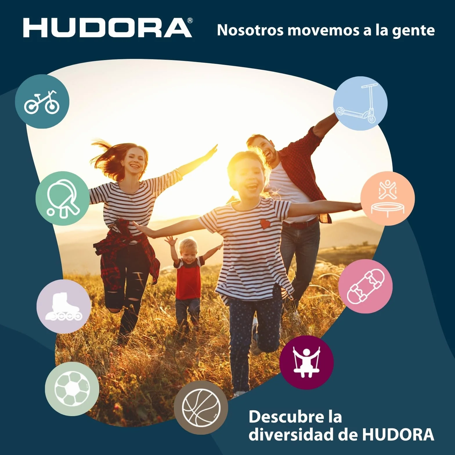 HUDORA Escalera Universal Antideslizante para Trampolines - Altura Ajustable con Peldaños Anchos, Resistente UV