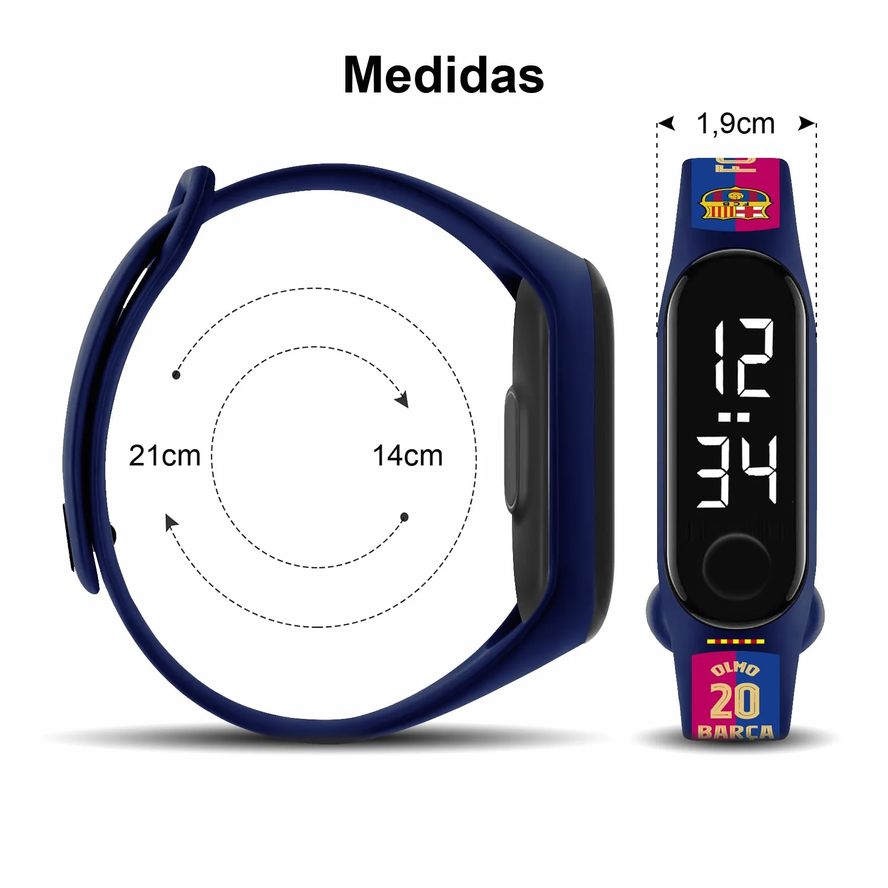 FIT & FUN Correa Oficial FC Barcelona Reloj Digital Resistente al Agua Deportivo Calendario