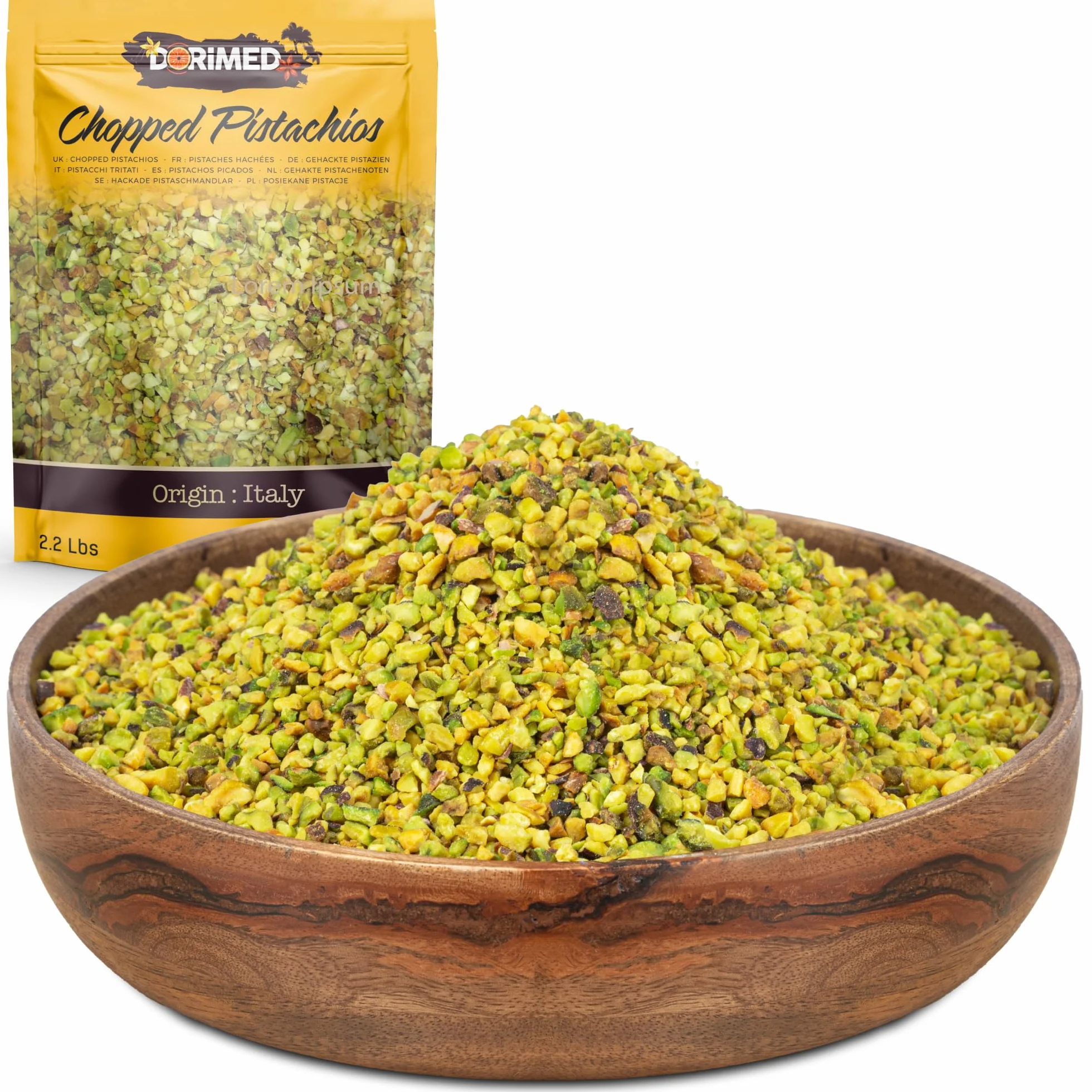 Pistachos Picados y Crudos | Sin Sal | 1 Kg de pistachos de origen natural | Vegano y vegetariano | Sin cáscara | Pelados y frescos | No tostados | Dorimed