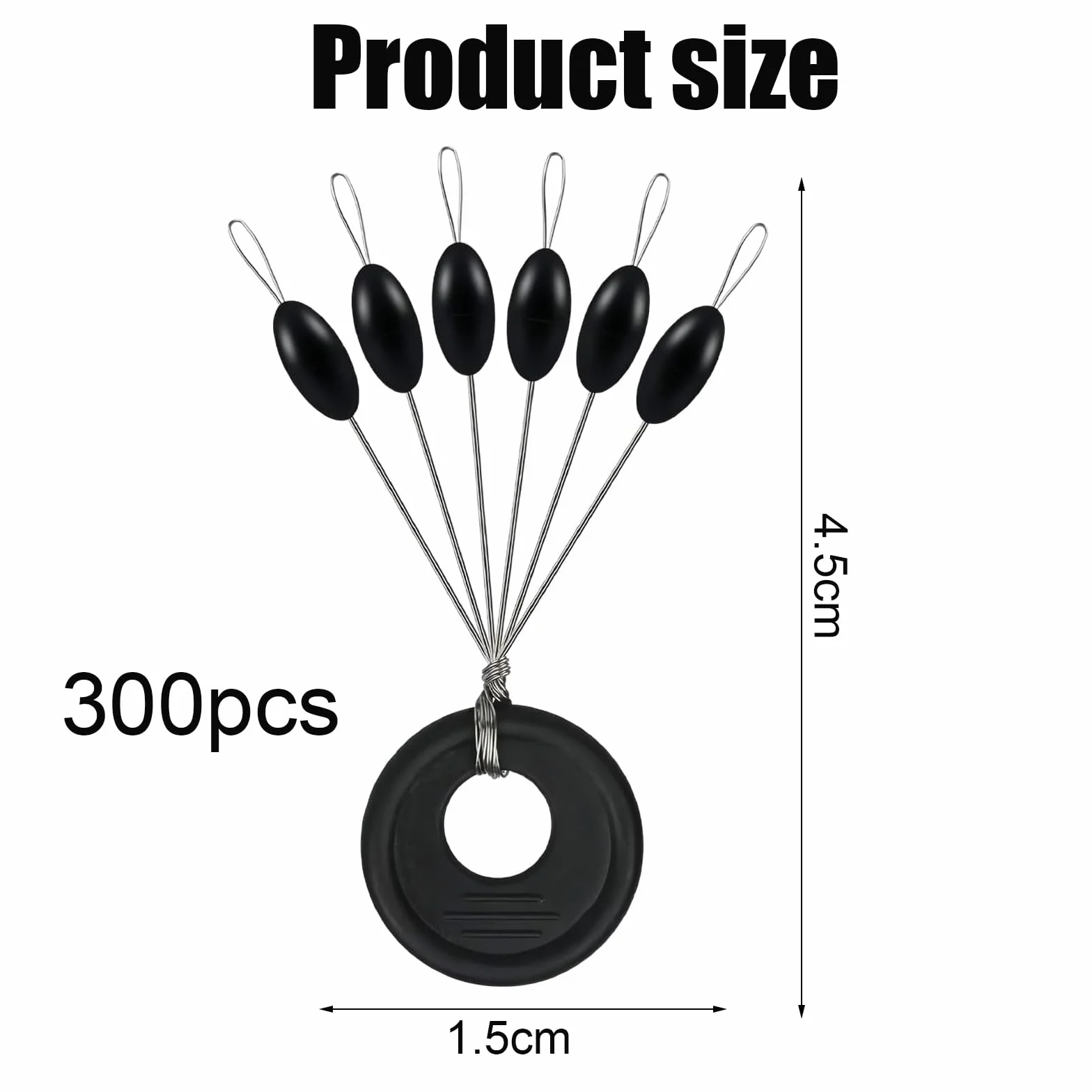Tapón Flotador de Pesca de Goma 6 en 1, Negro