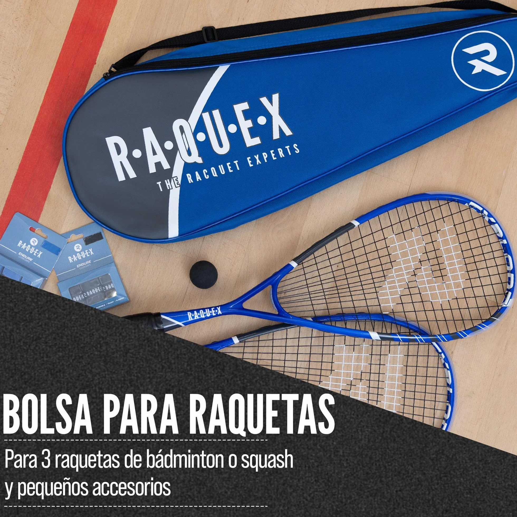 Raquex Bolsa 3 Raquetas de bádminton - Funda para Raquetas de bádminton o Squash, Correa Ajustable