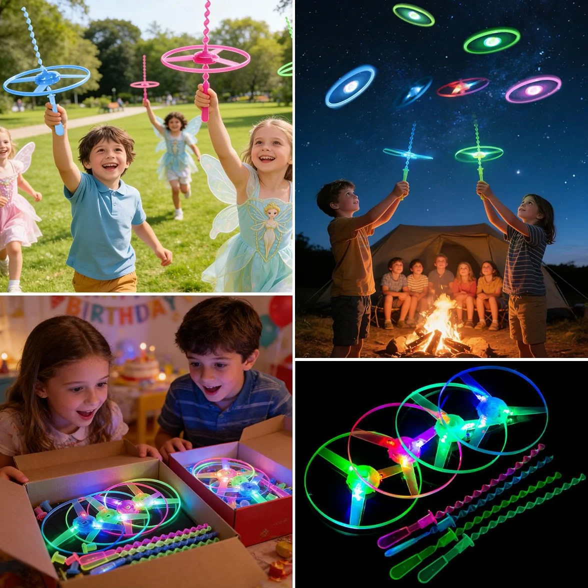 Juguetes Voladores Iluminados Helicóptero Vuelo 12 Piezas Disco Volador Regalo Niños