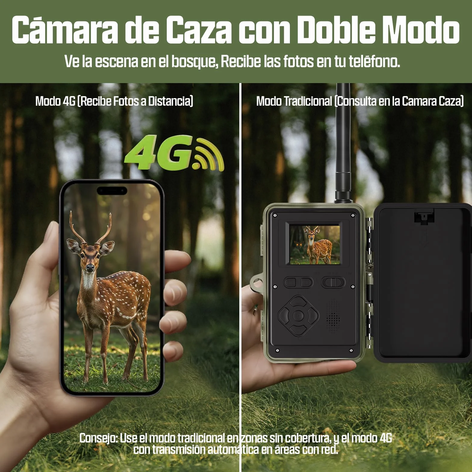 CEYOMUR 4G LTE Cámara Caza 2K 48MP Visión Nocturna Activación por Movimiento Control App IP66