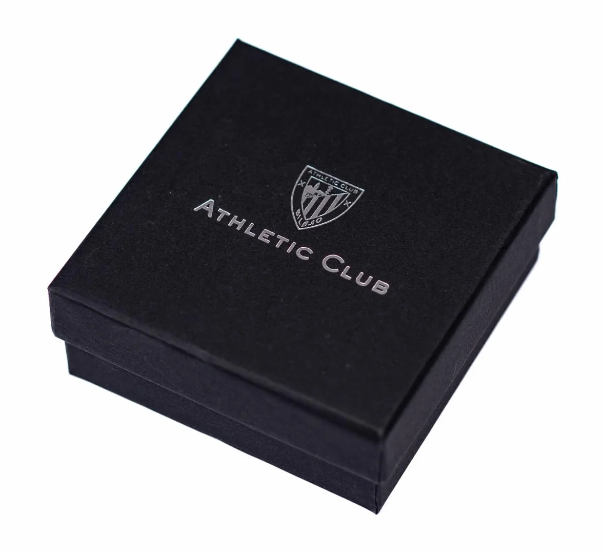 Athletic Club Pulsera de Cuero Trenzado Negra con Escudo Oficial