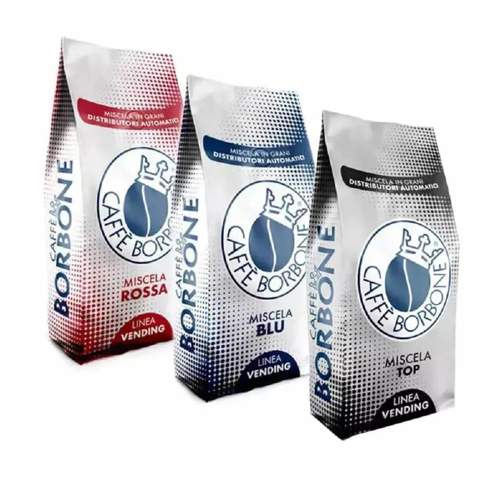 Tris Granos de Café Caffè Borbone Mezcla Roja, Azul y Top 1 kg x 3