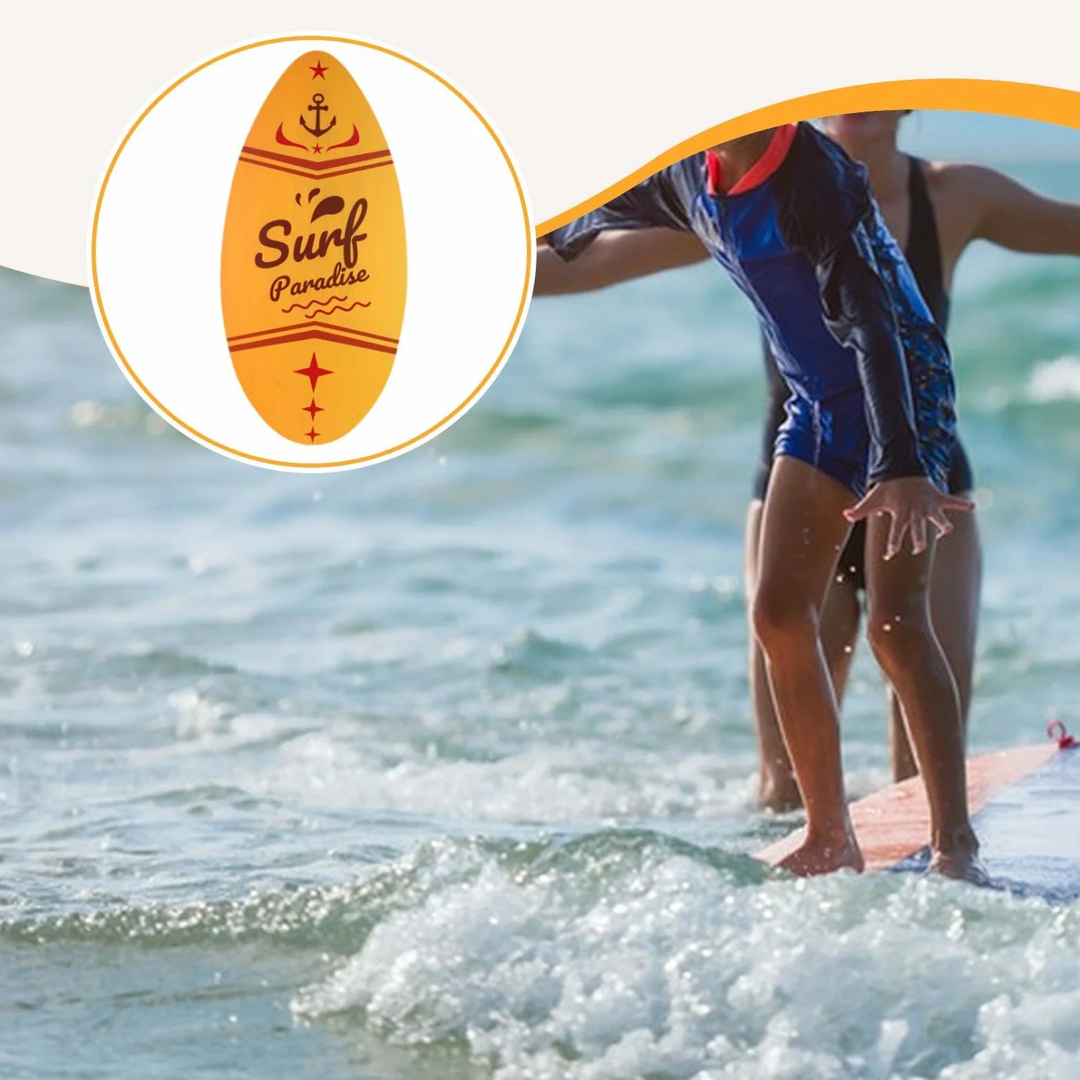 Milageto Tabla de Skimboard de Madera para Deportes Acuáticos Surf Ligera de Pie para Principiantes