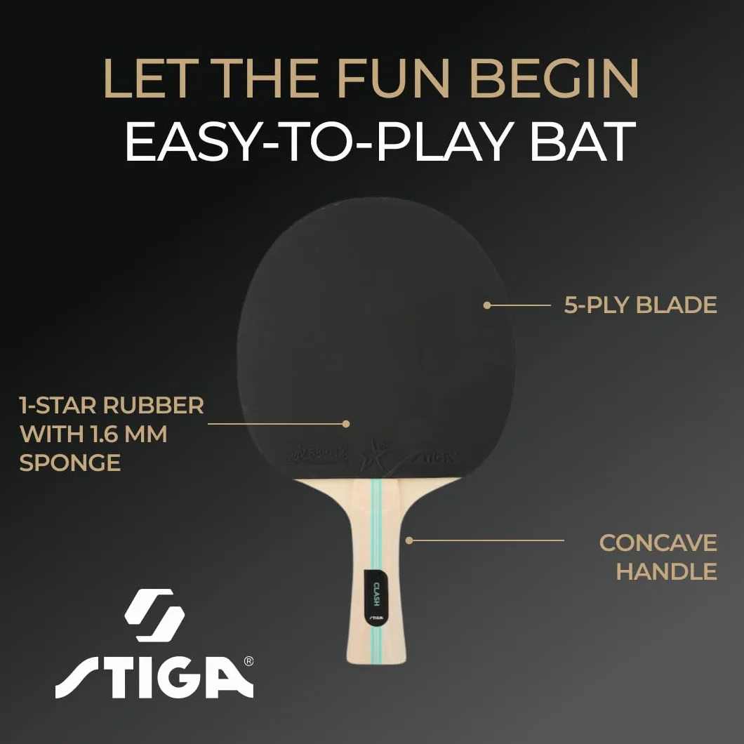 STIGA Hobby Clash Pala de Ping Pong, Negro/Rojo
