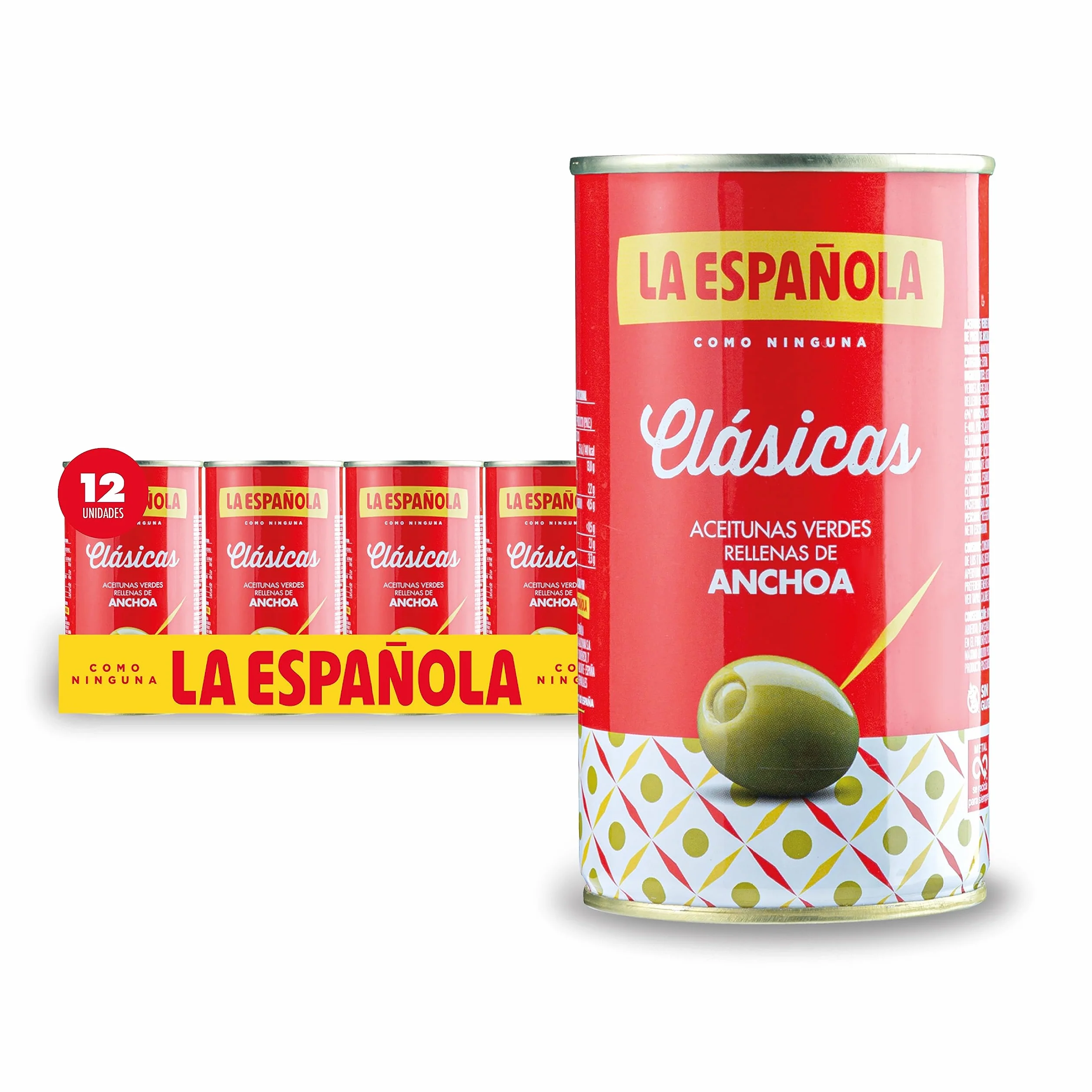 La Española - Pack de Aceitunas Rellenas de Anchoa I Pack de 12 Unidades 12 X 150 Gr I Olivas de Mesa