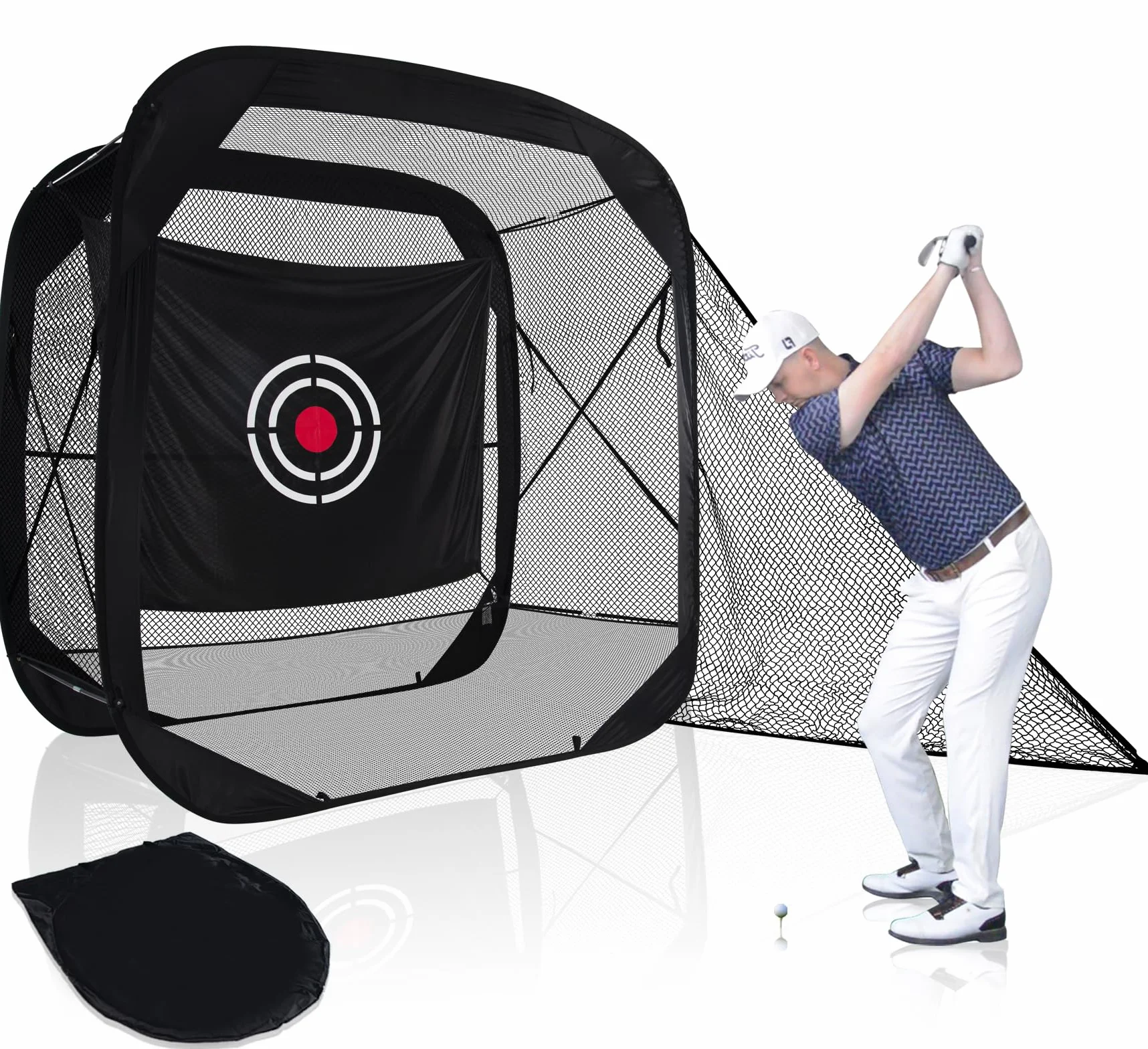Kapler Red de Golf,2.1x2.1x1.2 m Red Golf, Red de práctica de Golf Pop-up, Negro, Red de Golf portátil