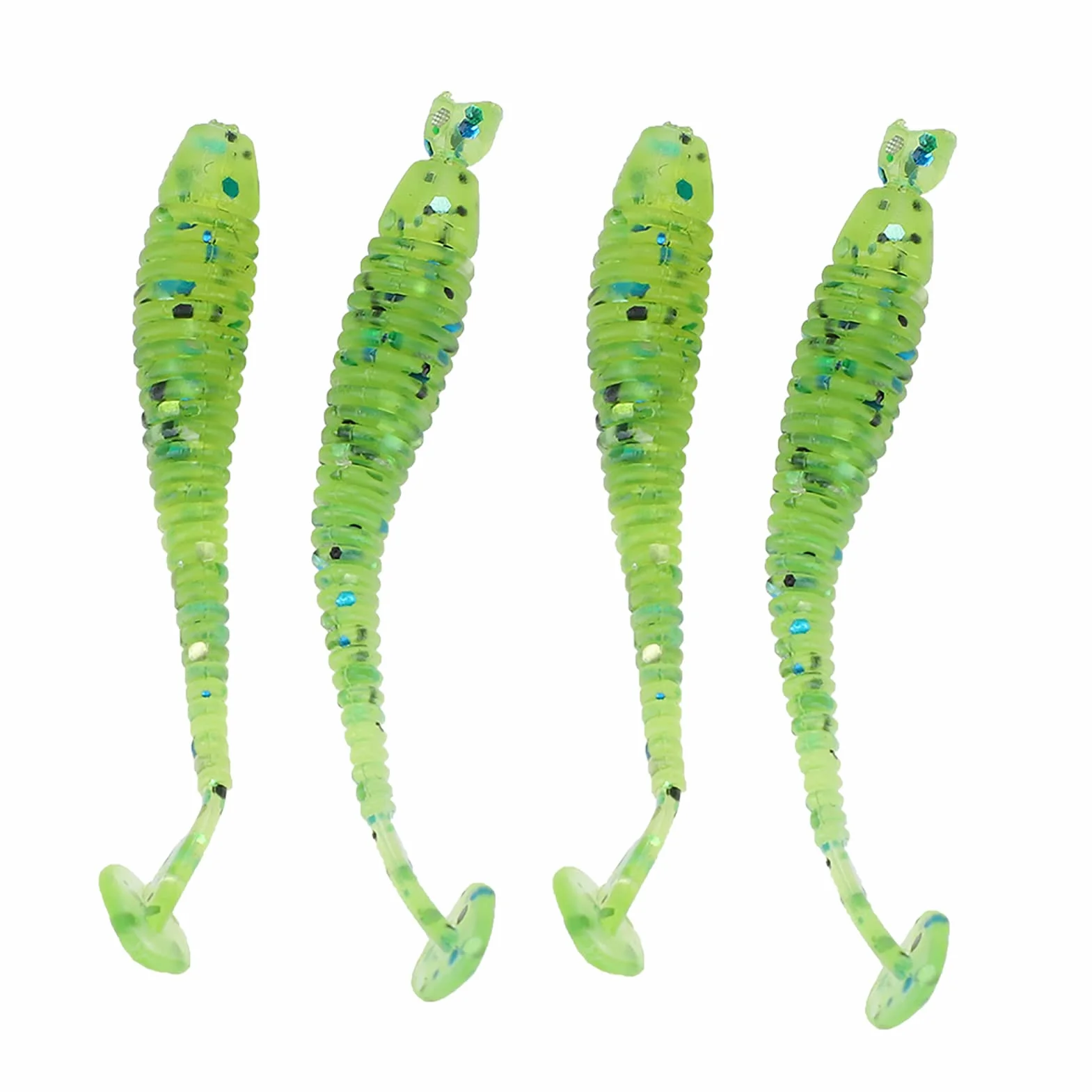Señuelos de Pesca de Plástico Blando 5cm 50PCS Cebos de Larva de Cola en T Accesorios para Aparejos