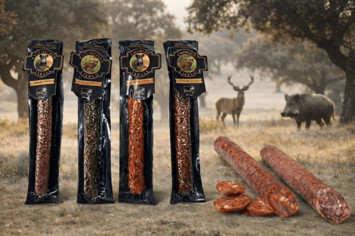Chorizo y Salchichón de Jabalí y Ciervo Extremeño 200g Selección Gourmet
