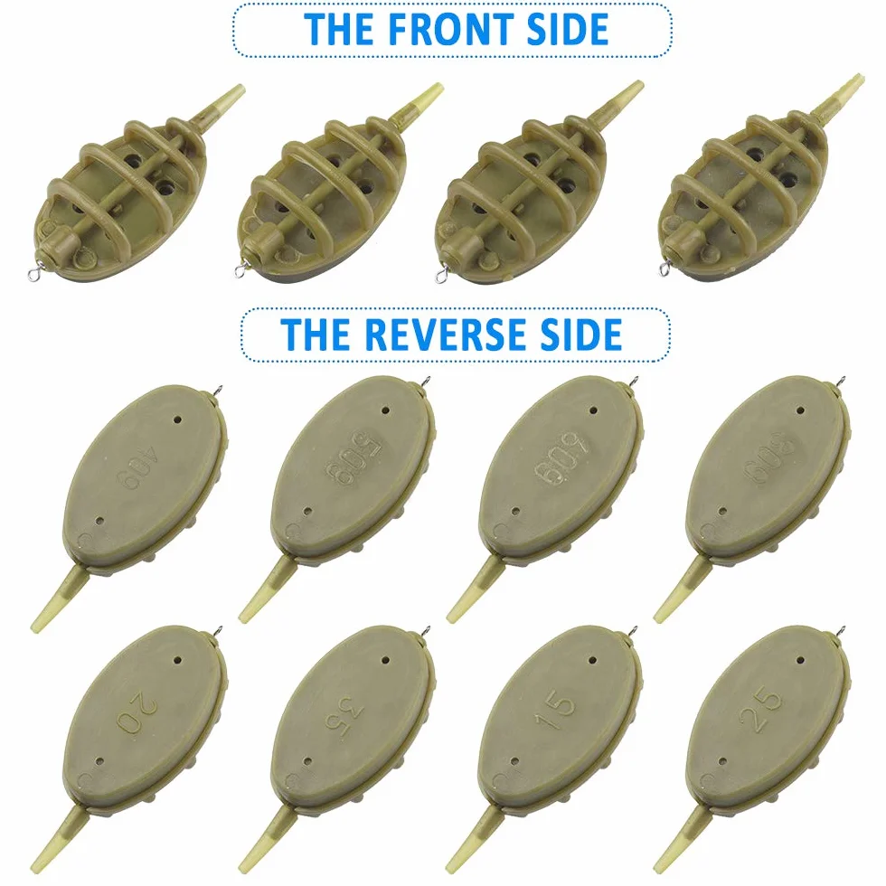 Accesorios de Cebadores de Pesca Carpa Alimentador de Metodo con Molde de Liberación Rápida Juego 10pcs 15-60g