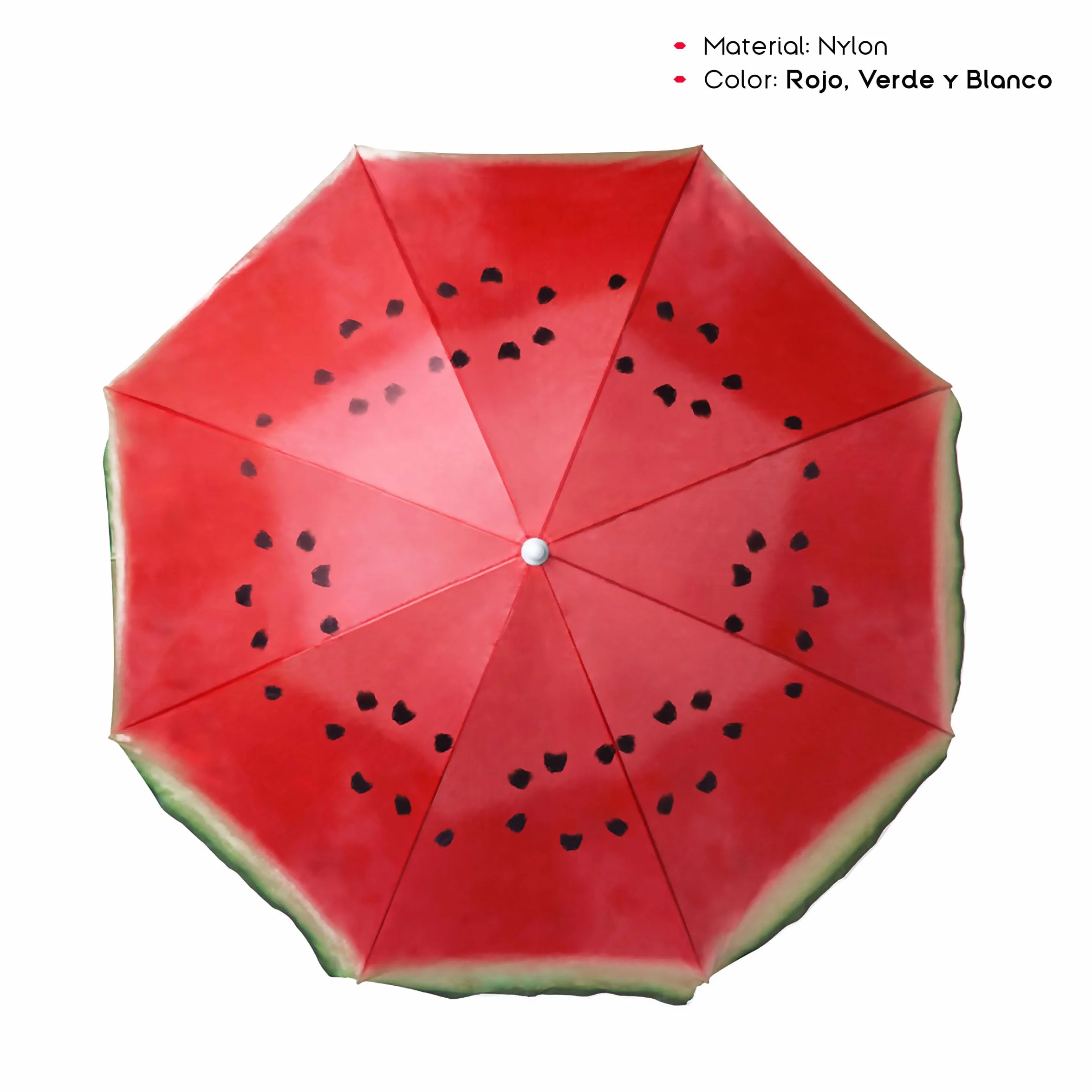 Sombrilla Playa Sandía 150 cm Nylon 8 Paneles Resistentes Ajustable Altura