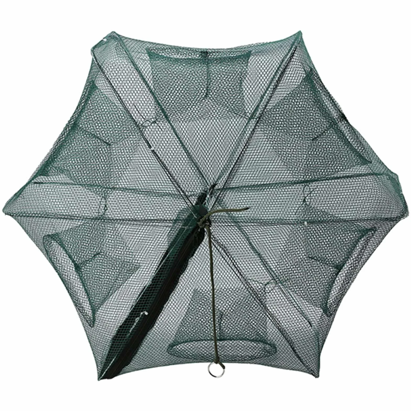 Red de Trampas para Cebo de Pesca Automática 6/12 Agujeros Nylon Plegable Jaula para Camarones Cangrejo