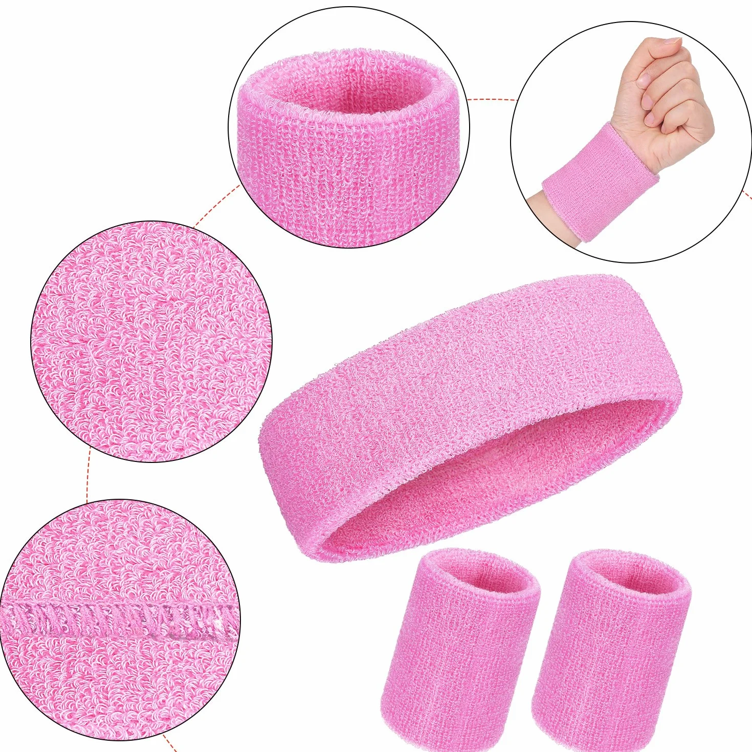 WILLBOND 3 Pieces Sweatbands Set, Includes Sports Headband and Wrist Sweatbands Sweat Band for Athletic Men and Women