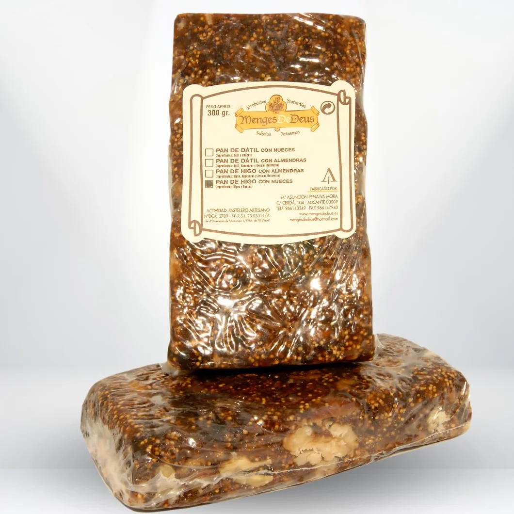 Pan de Higo con Nueces Artesanal | 1000 Gr | Sin Conservantes, Sin Gluten, Ideal para Deportistas y Aperitivos Saludables |Elaboración Artesanal Directamente Jijona Alicante