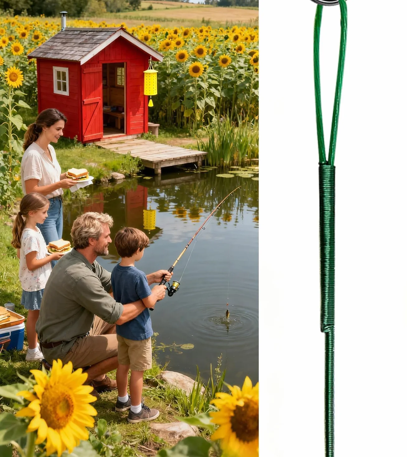 KIMHOME Ganchos de pesca verdes 20 cm líder 22,7 kg paquete 20 alambres acero al carbono resistente corrosión afilados lucio
