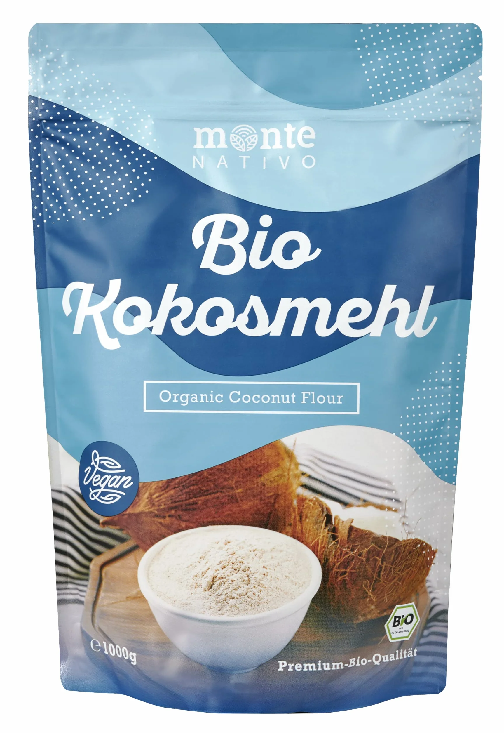Harina de coco orgánica 1kg (1000g) de Monte Nativo - Alternativa sin gluten a la harina de trigo - Ideal como ingrediente de cocción para el pan, repostería y pasteles - Sutil sabor dulce a nuez