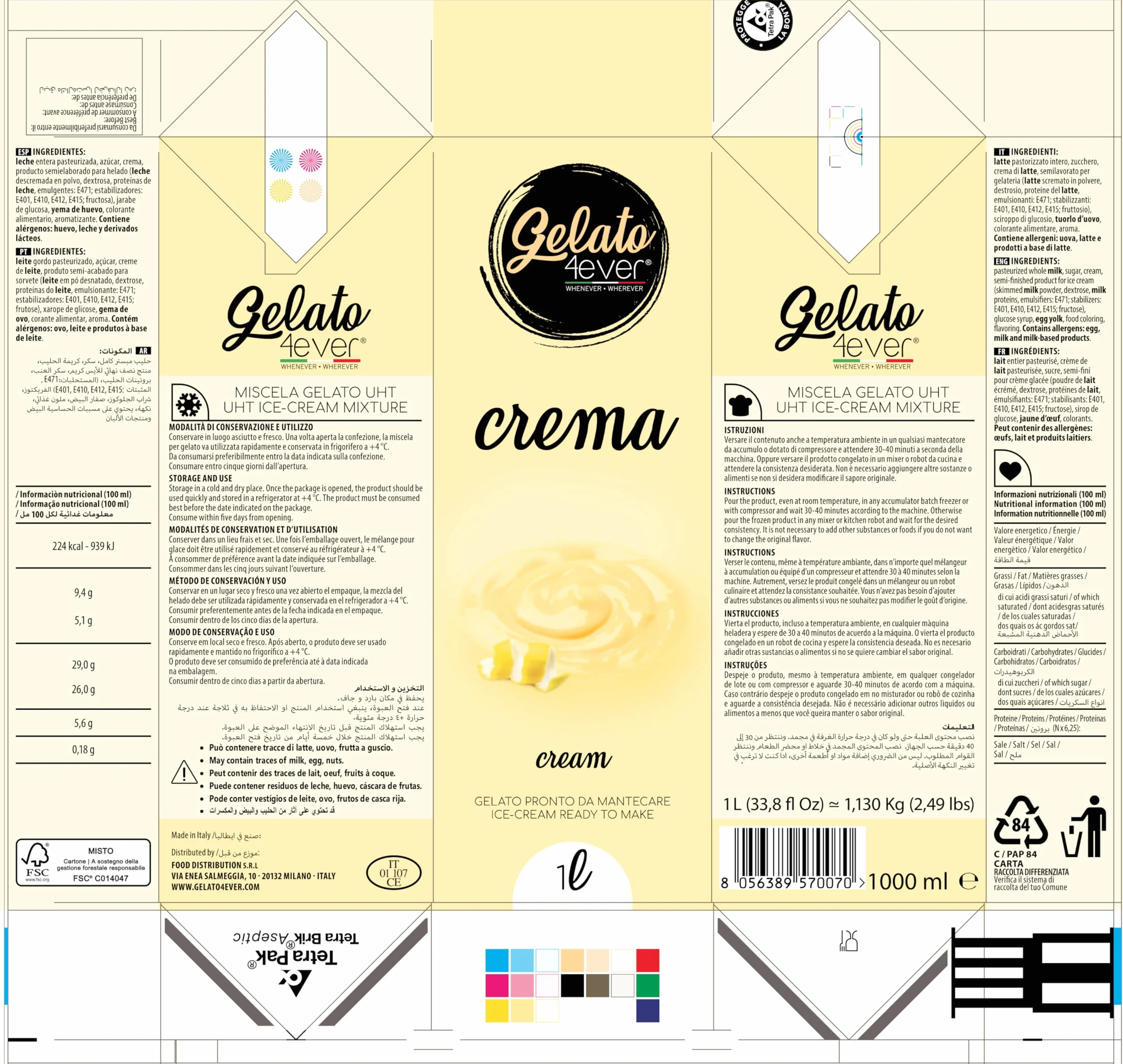 Gelato 4ever - Preparado para helado listo para mantecar, Double Pack, fácil de preparar, compatible con todas las máquinas para helados como Ninja Creami, Magimix, HKoenig, 1 litro para brick