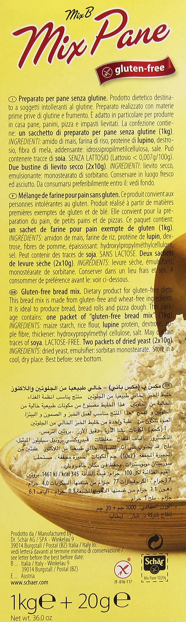 Dr. Schar harina de pan sin gluten, 1,02 kg, 1 unidad (1 unidad)