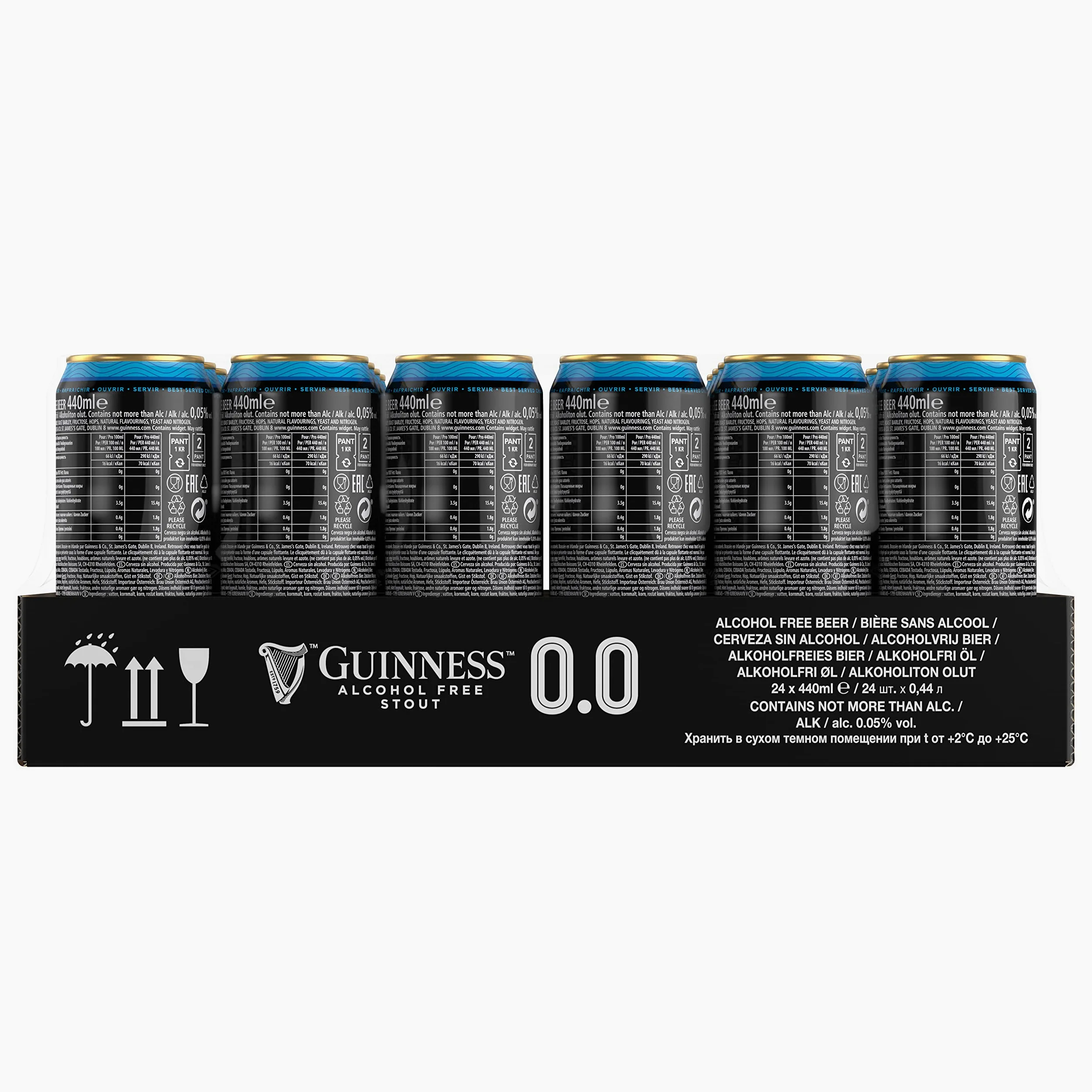 Guinness Draught 0.0 Cerveza Negra irlandesa, Pack Lata, 24 x 44 cl