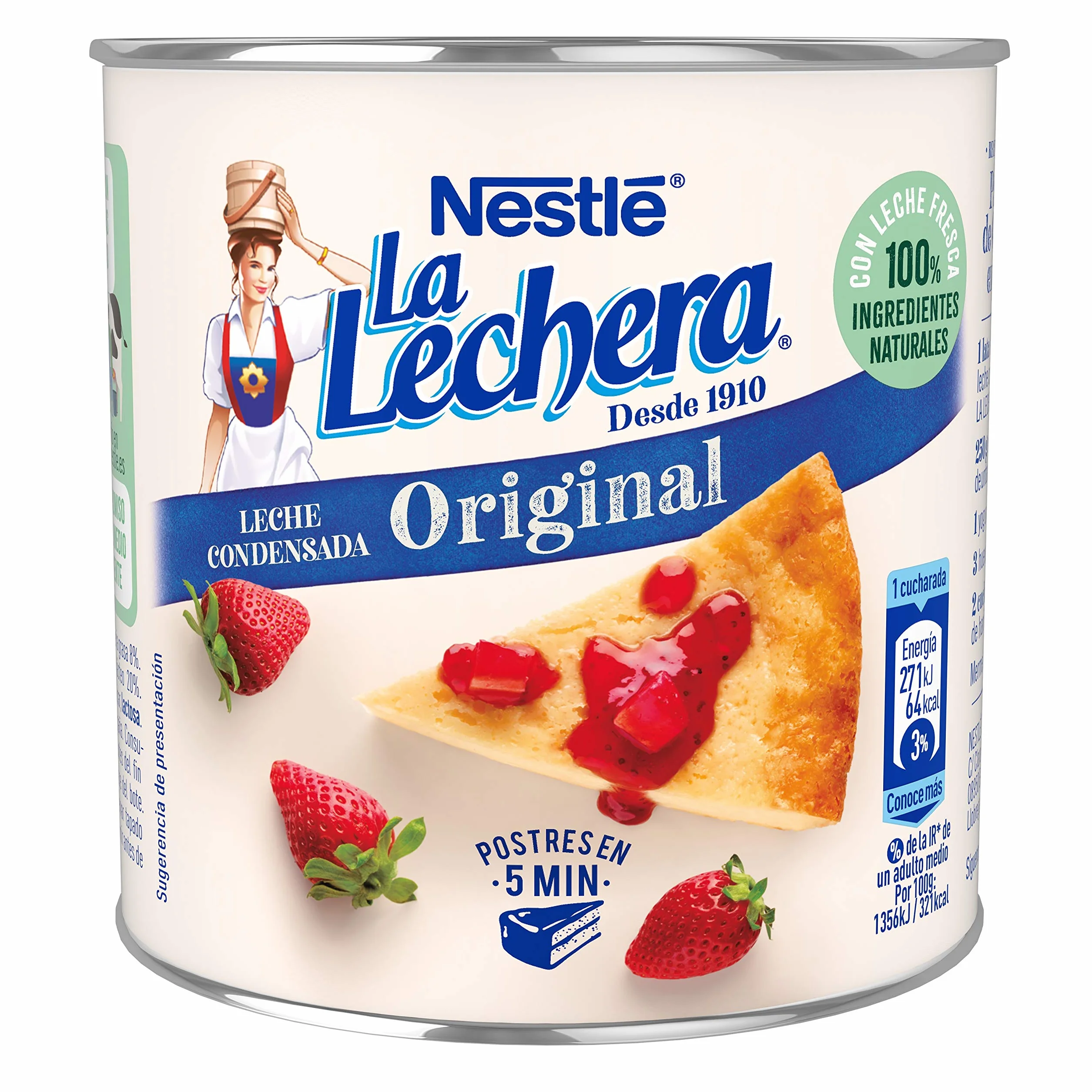 Nestlé La Lechera Leche condensada entera, Lata de 370 gr