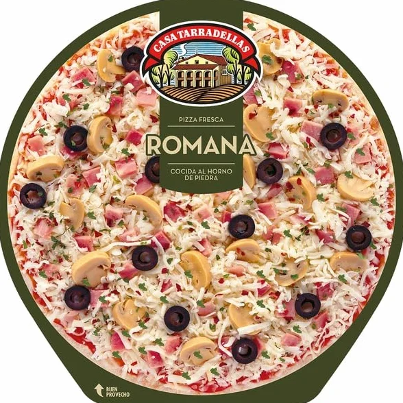 (PACK 4 Und.) Pizza fresca de jamón y queso cocida al horno de piedra CASA TARRADELLAS 405 g. (ROMANA)