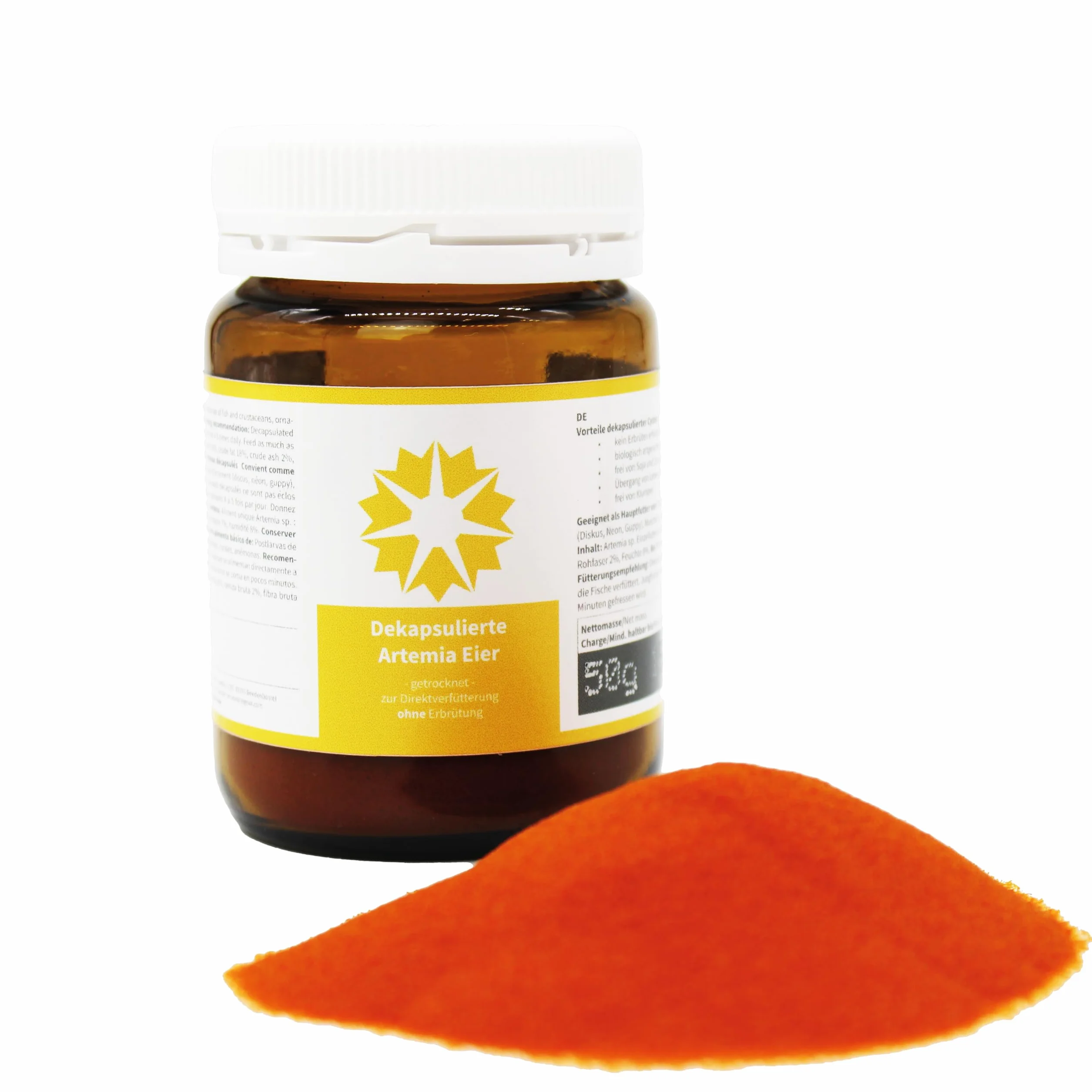 Artemia - Huevos descapsulados para alimentación directa para peces ornamentales, disco, chichlidos, cangrejos, camarones, mejillones, corales, anémonas (60 g)