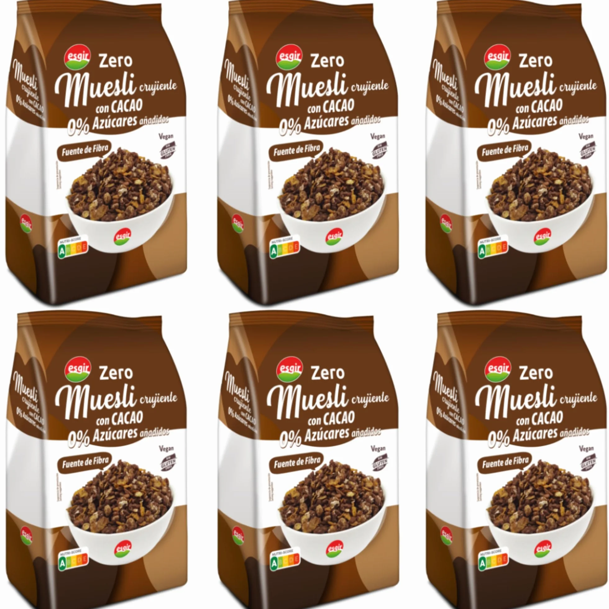 Muesli Crujiente Chocolate Zero - Esgir - Pack 6 Muesli Crujiente Chocolate Zero