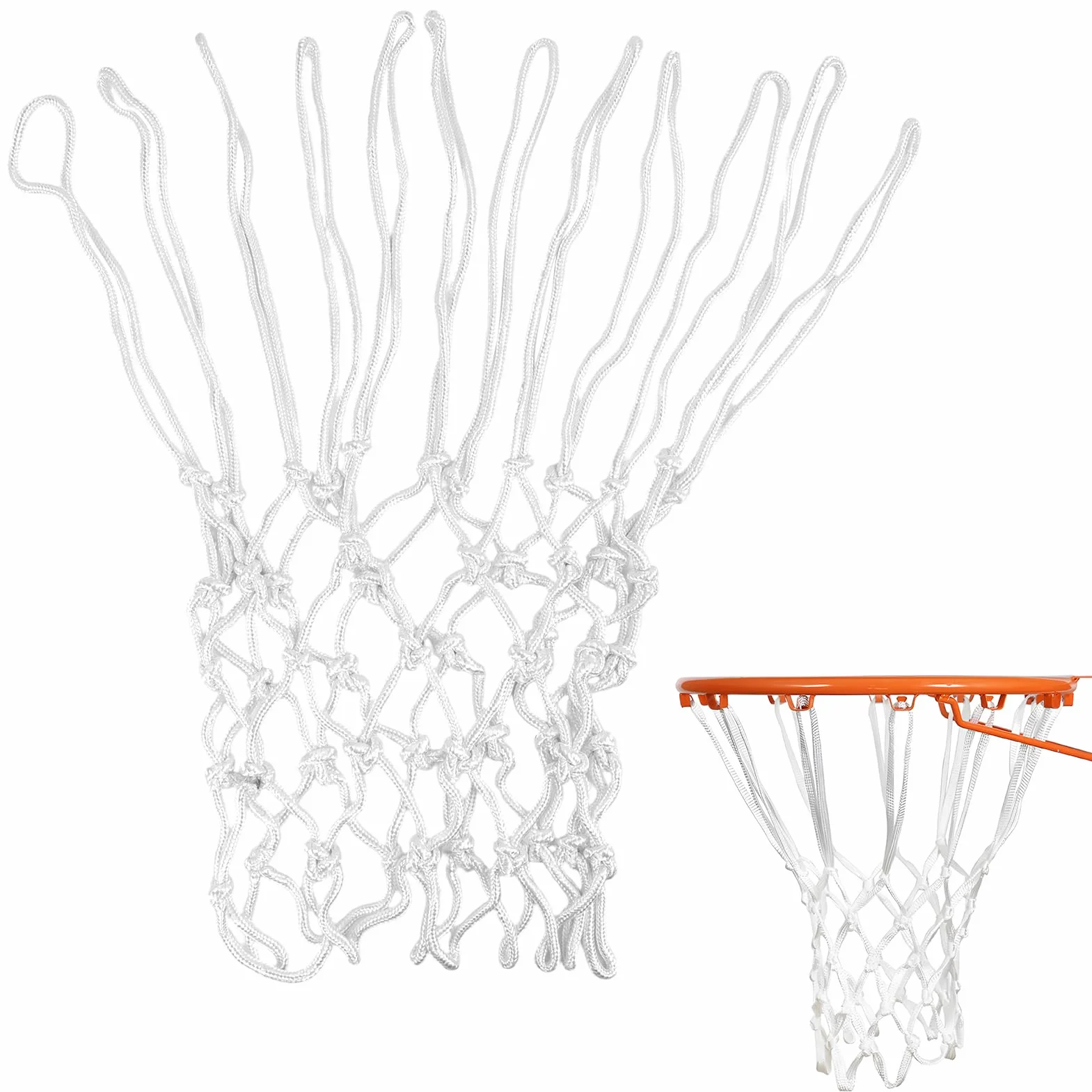 Red de Baloncesto Repuesto Resistente Todo Clima 12 Bucles 53 cm Poliéster