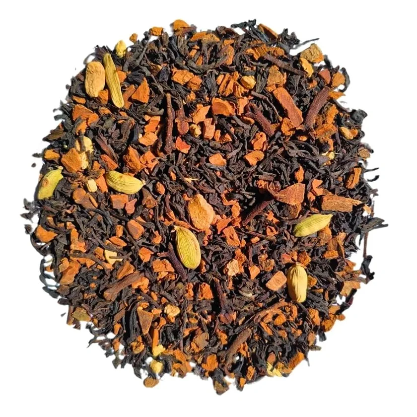 Angel Jobal Té Negro Especias Chai a Granel 1kg | Auténtica Receta Hindú, Canela, Jengibre, Clavo, Cardamomo, Aromática y Picante, Bebida Energizante y Reconfortante