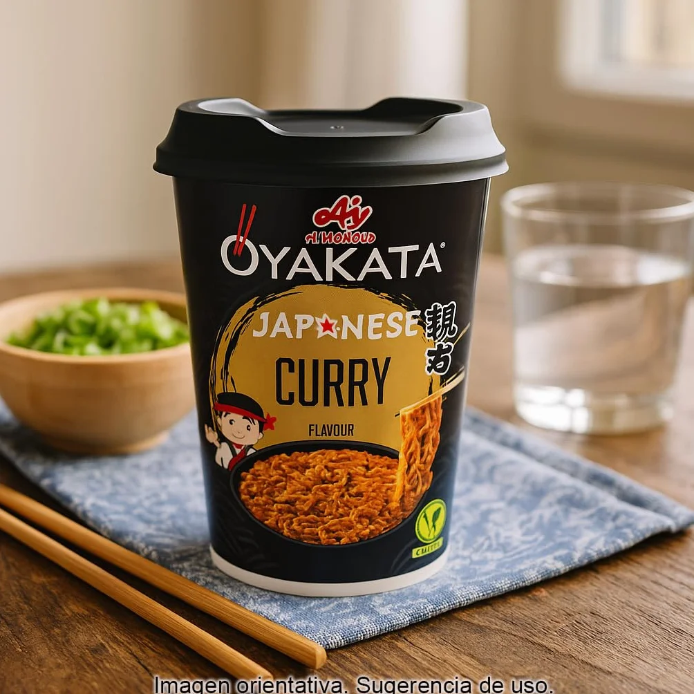 Fideos instantáneos curry japonés en vaso 90 g Pack 3 unidades, noodles rápidos listos en 3 min para casa oficina viajes