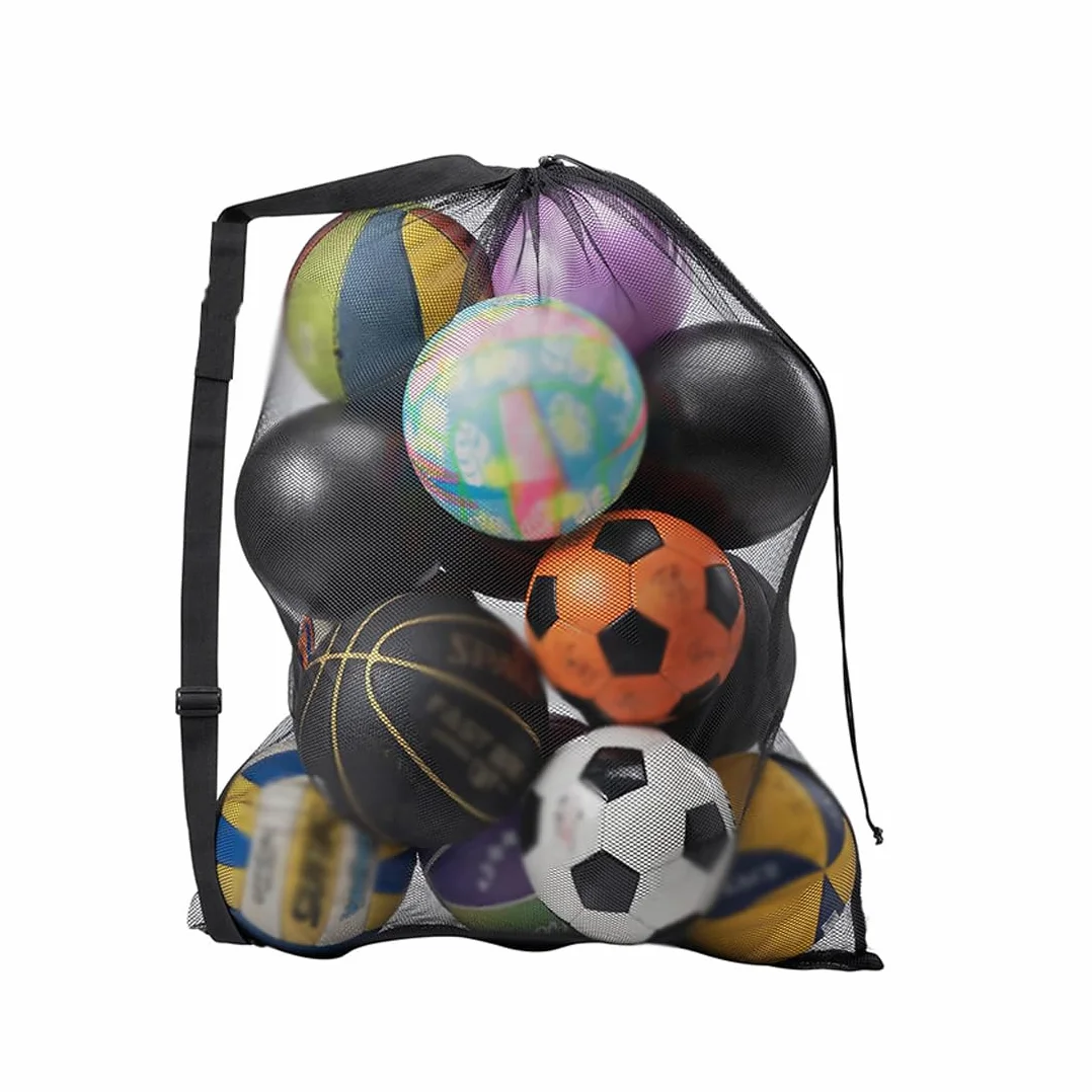 Bolsa de Malla para Balones de Fútbol Grande 30x40 pulgadas 75x100 cm con Cordón y Correa de Hombro
