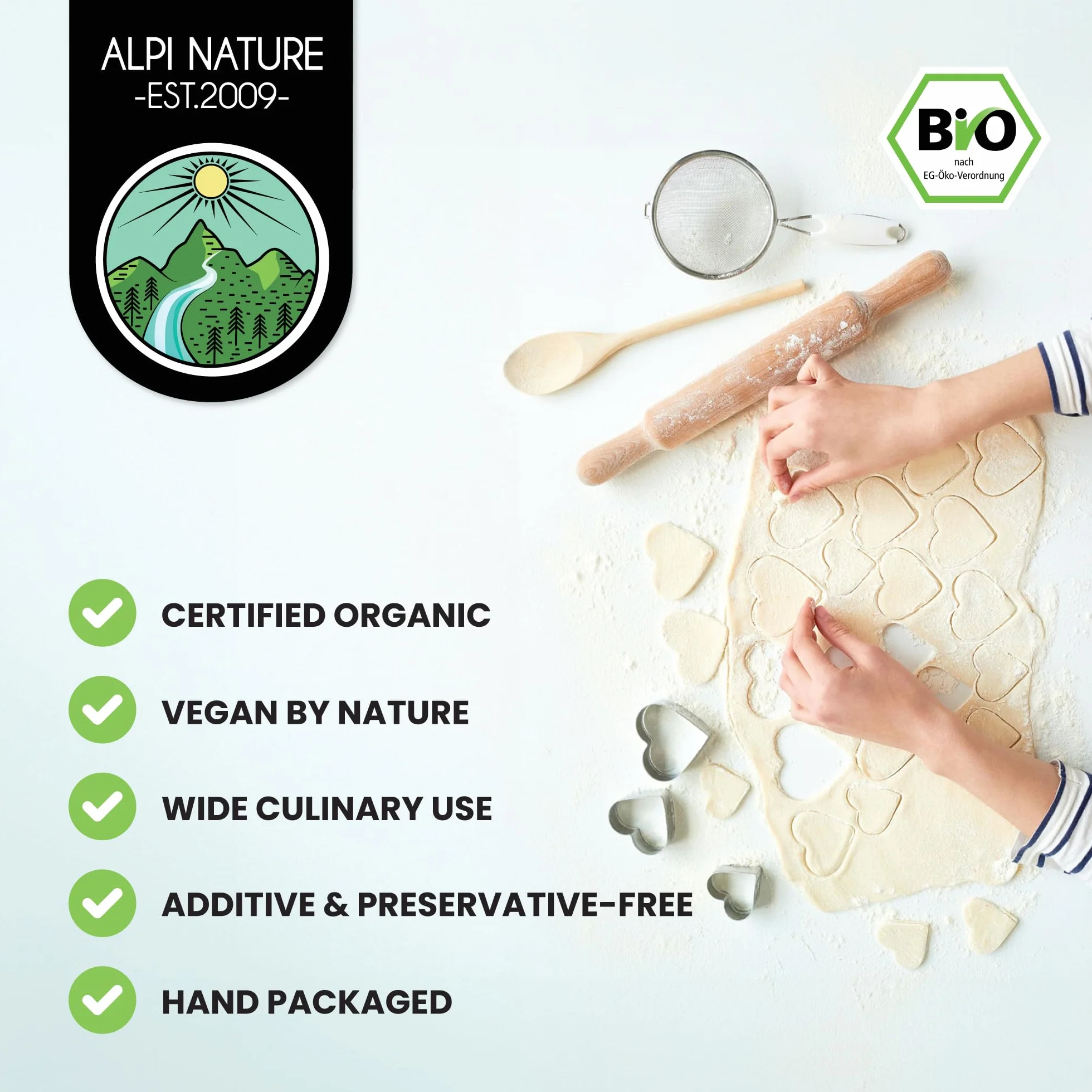 Alpi Nature Azúcar de Coco Orgánico sin Refinar 1kg, Azúcar de Flor de Nectar de Coco