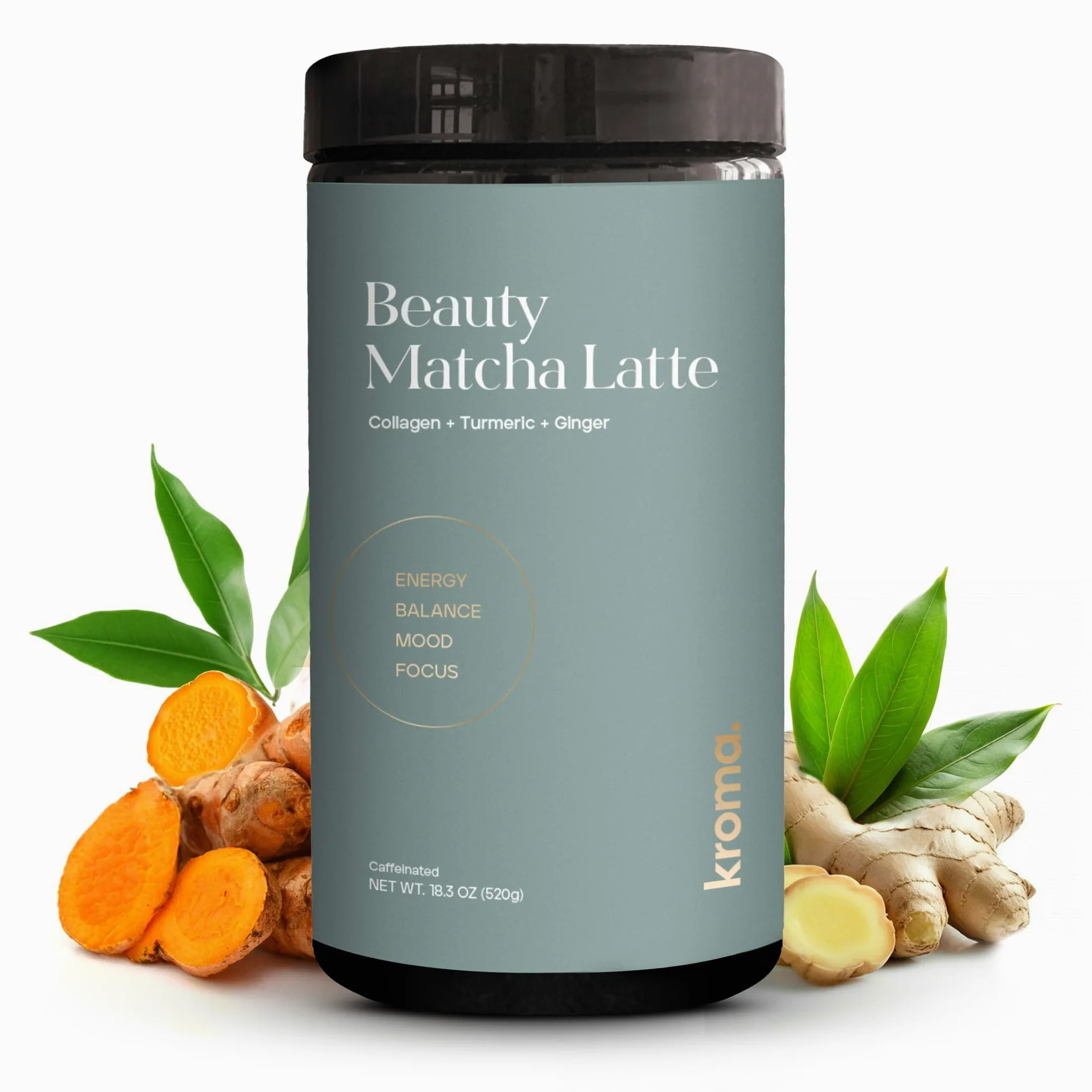 Kroma's Beauty Matcha Latte en polvo, 503 g, 60 porciones, colágeno ceremonial de grado ceremonial, té verde matcha con proteínas para una piel radiante y soporte capilar con colágeno bovino, con