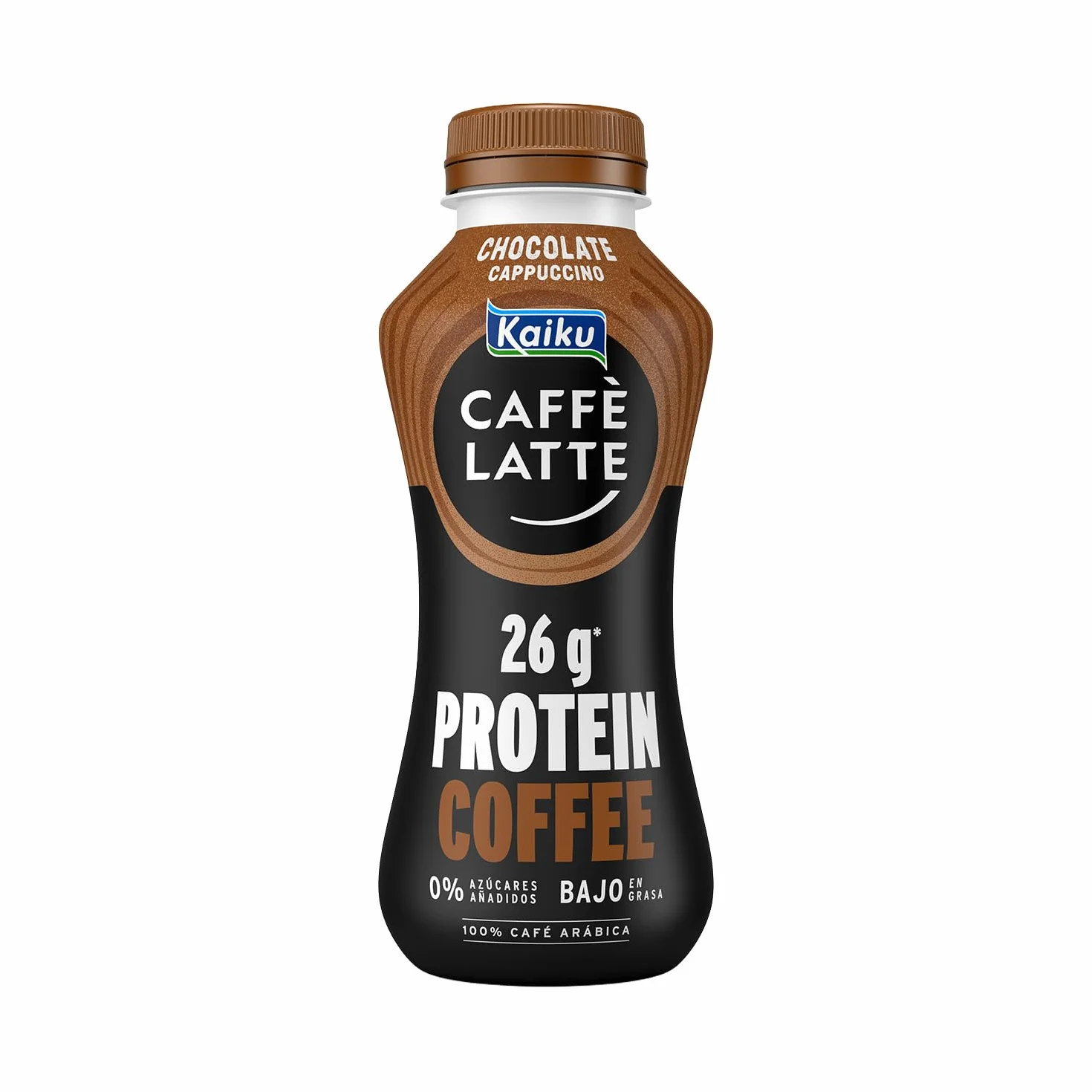 KAIKU CAFFÈ LATTE - Protein Coffee Chocolate Cappuccino 330 ml, Café Frío, Listo para Tomar, 26 g de Proteína por Ración, Café Arábiga, sin Azúcares Añadidos, Bajo en Grasa, sin Gluten y con Lactosa