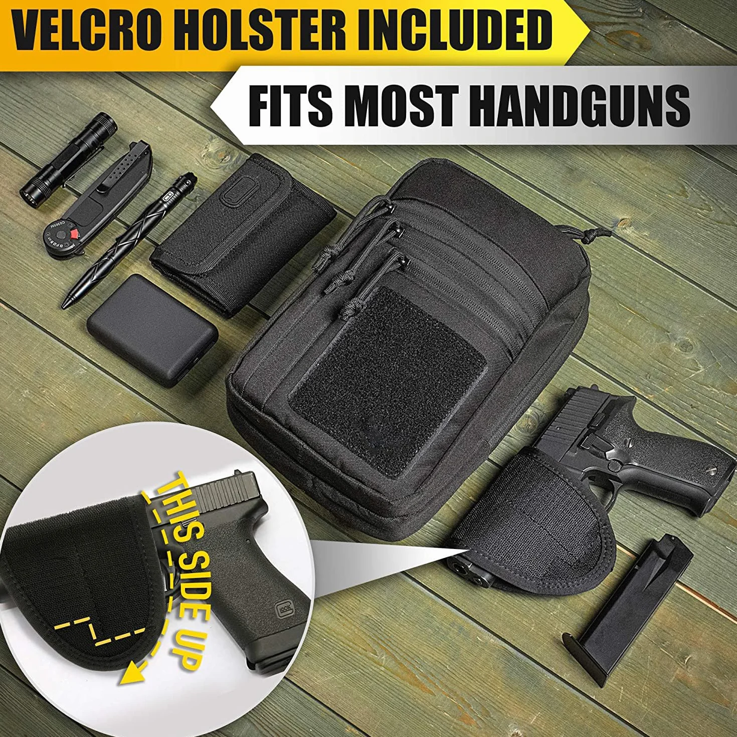 ACEXIER Bolso de hombro táctico militar oculto para pistola funda llevar bolsa acampar caza