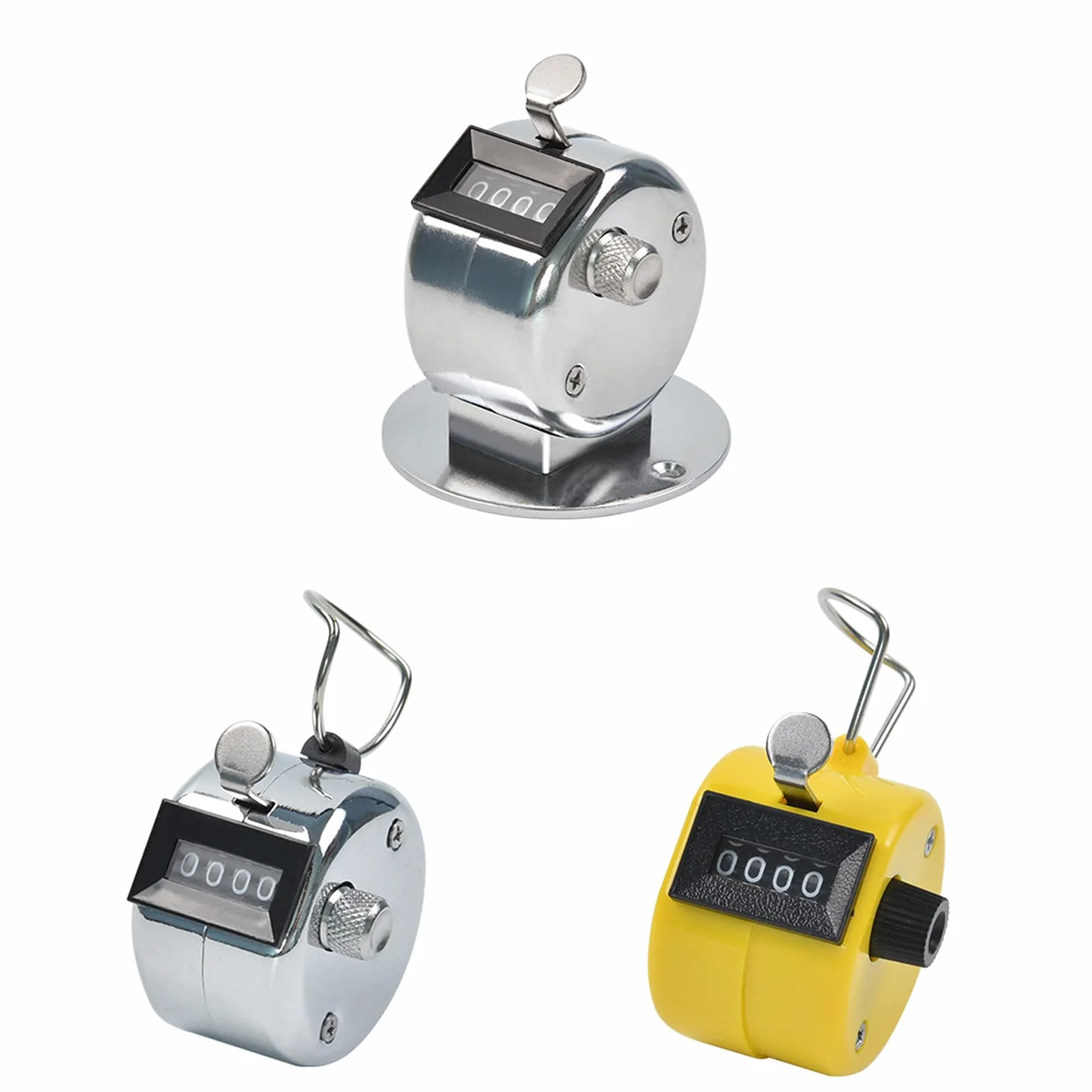 Contador de clicker Tally de metal mecánico digital de mano con soporte