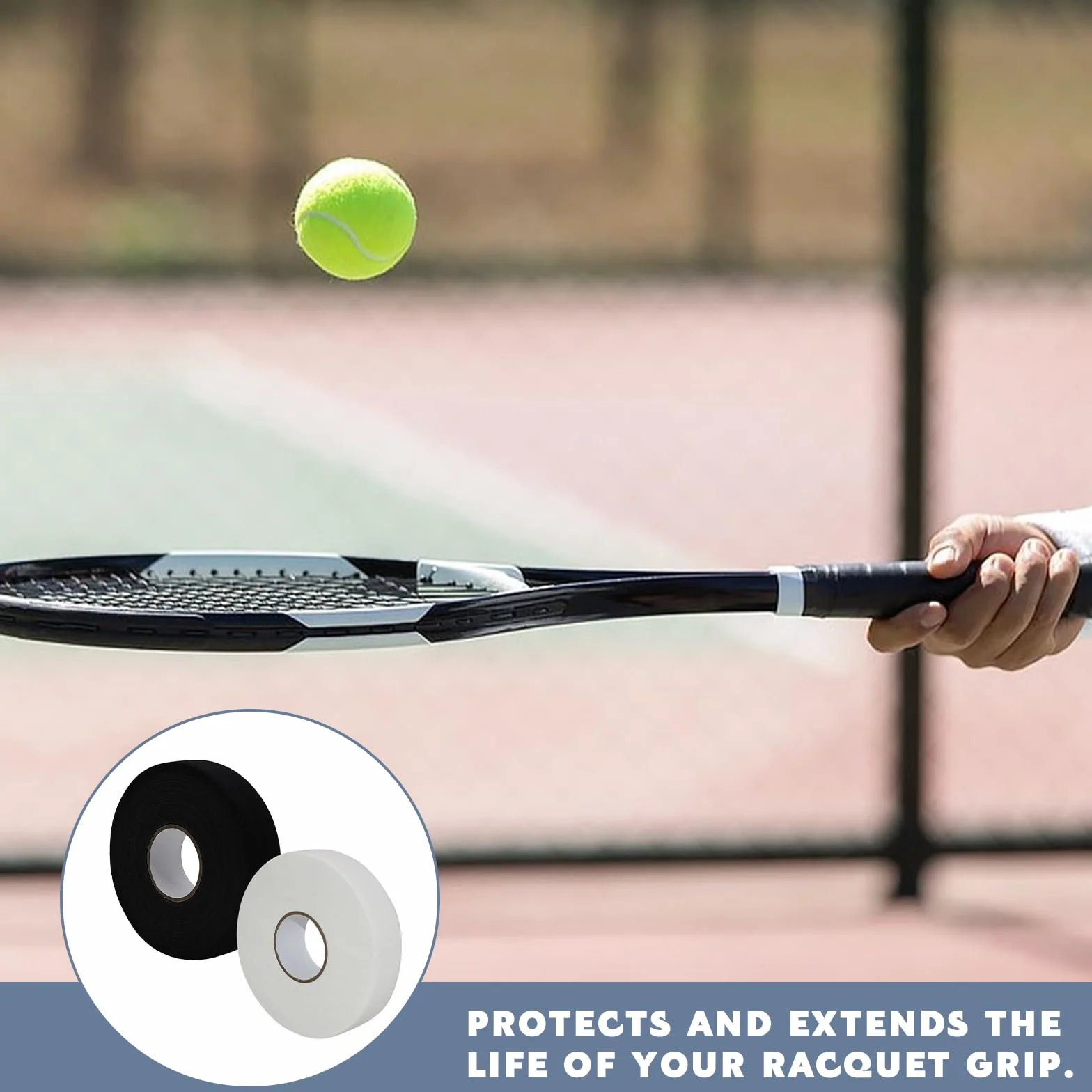 Cinta Hockey 25m x 25mm Antideslizante Autoadhesiva para Palo de Raqueta Golf Tenis Bádminton (Negro Blanco)