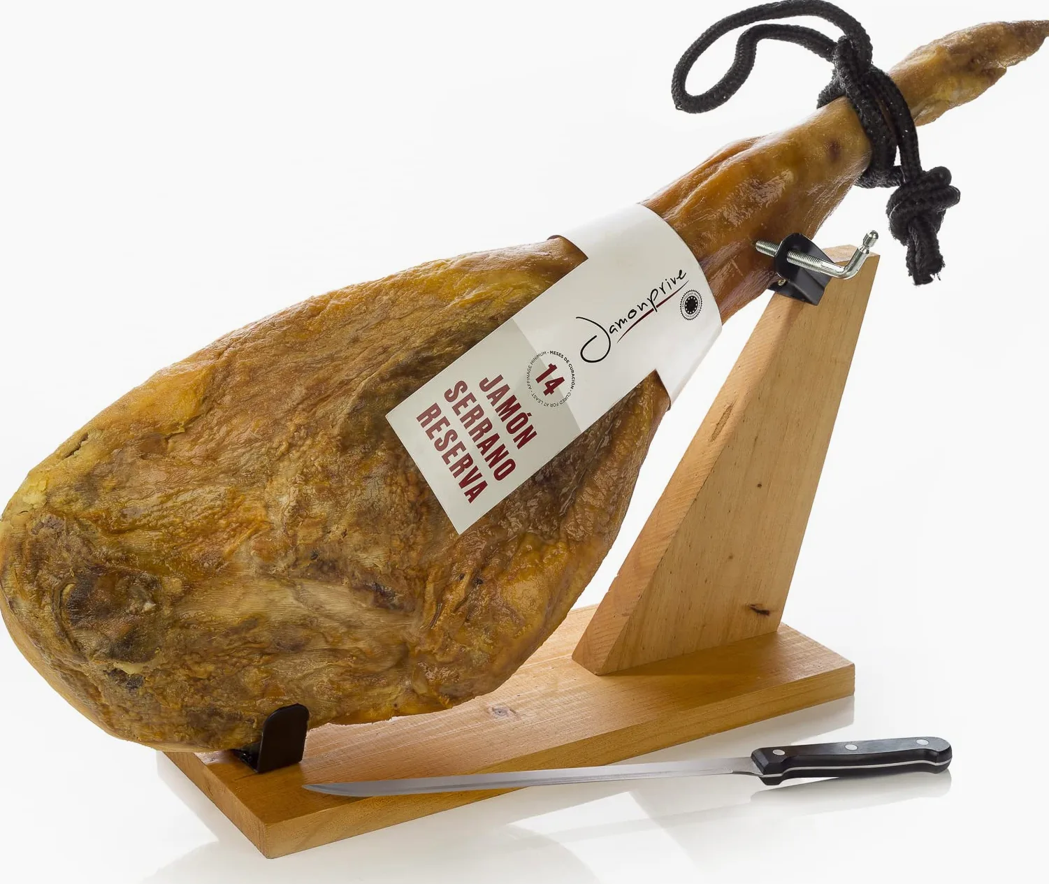 Jamonprive Jamón Serrano Reserva 6.2 - 6.8 Kg + Jamonero + Cuchillo Jamonprive