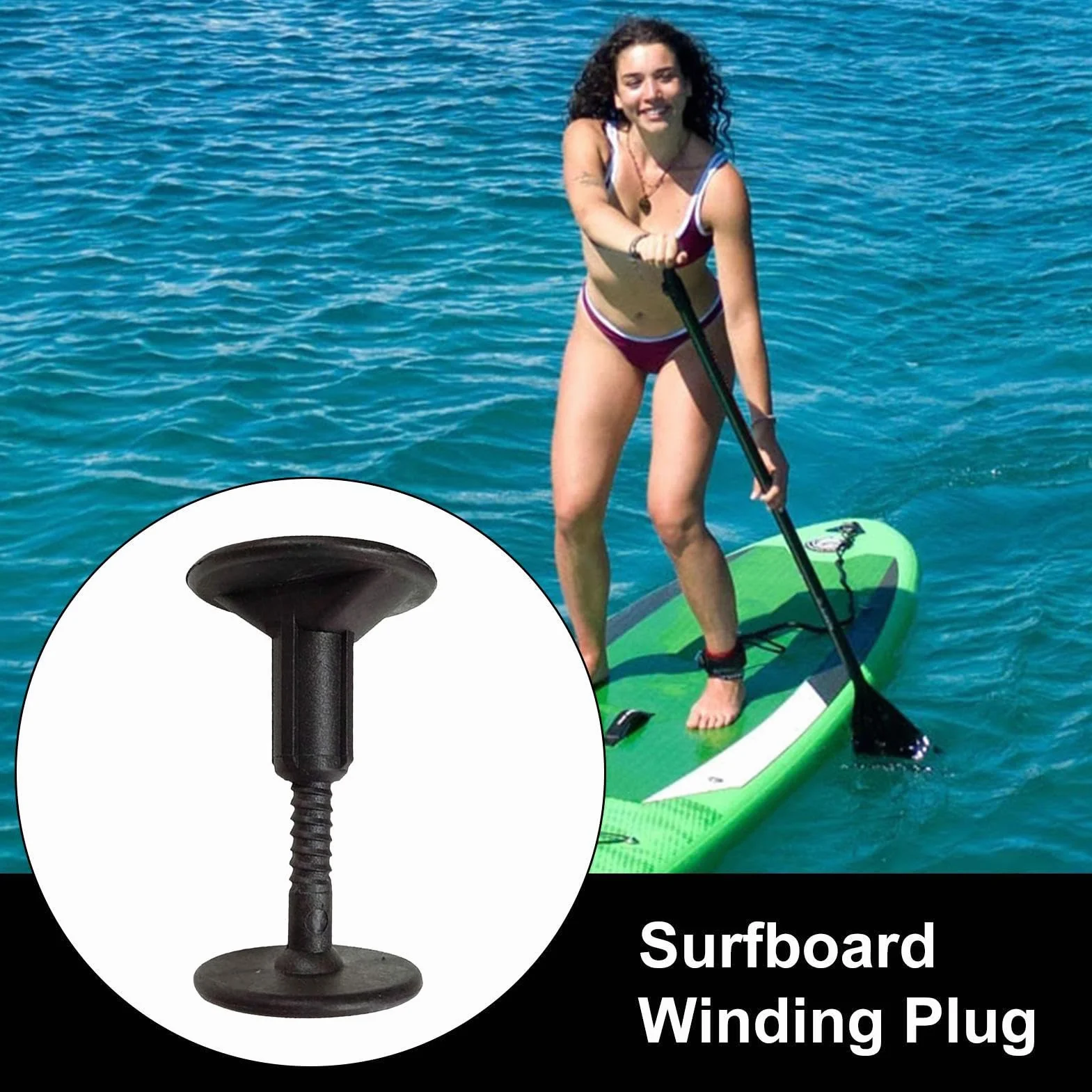 Enchufe para tabla de surf de cuerda para correa, accesorio portátil de fijación bobinado