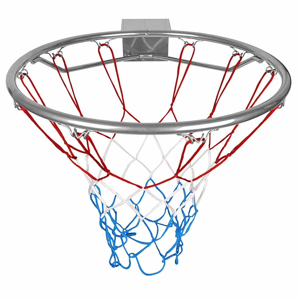 molti Canasta de baloncesto para montaje en pared – Aros de baloncesto con red y tornillos, Ø 45 cm para interior y exterior Canasta robusta para jardín, garaje, escuela y campo deportivo (plata, 45