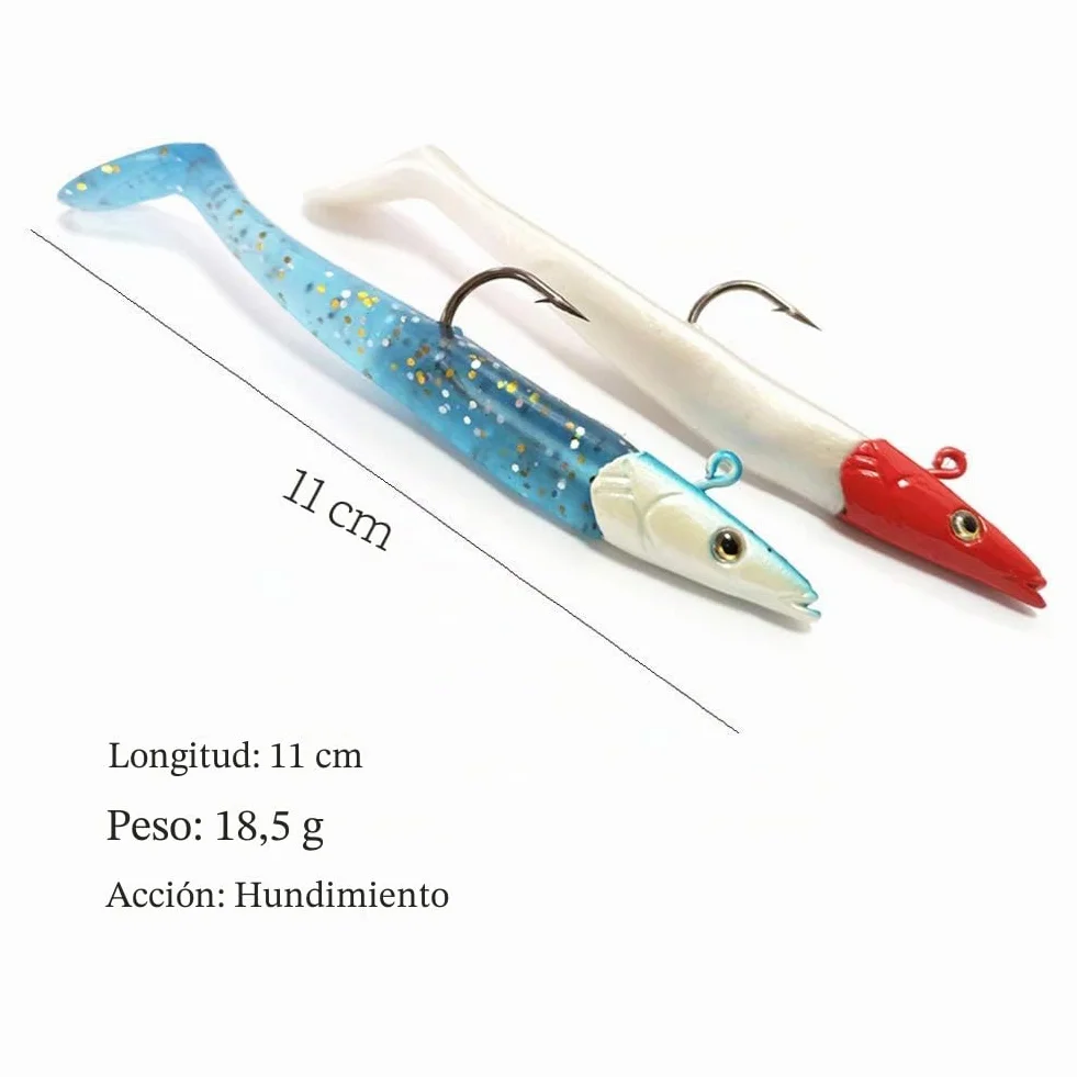 Conjunto 10 peces goma 11 cm 18.5 g pesca depredadores